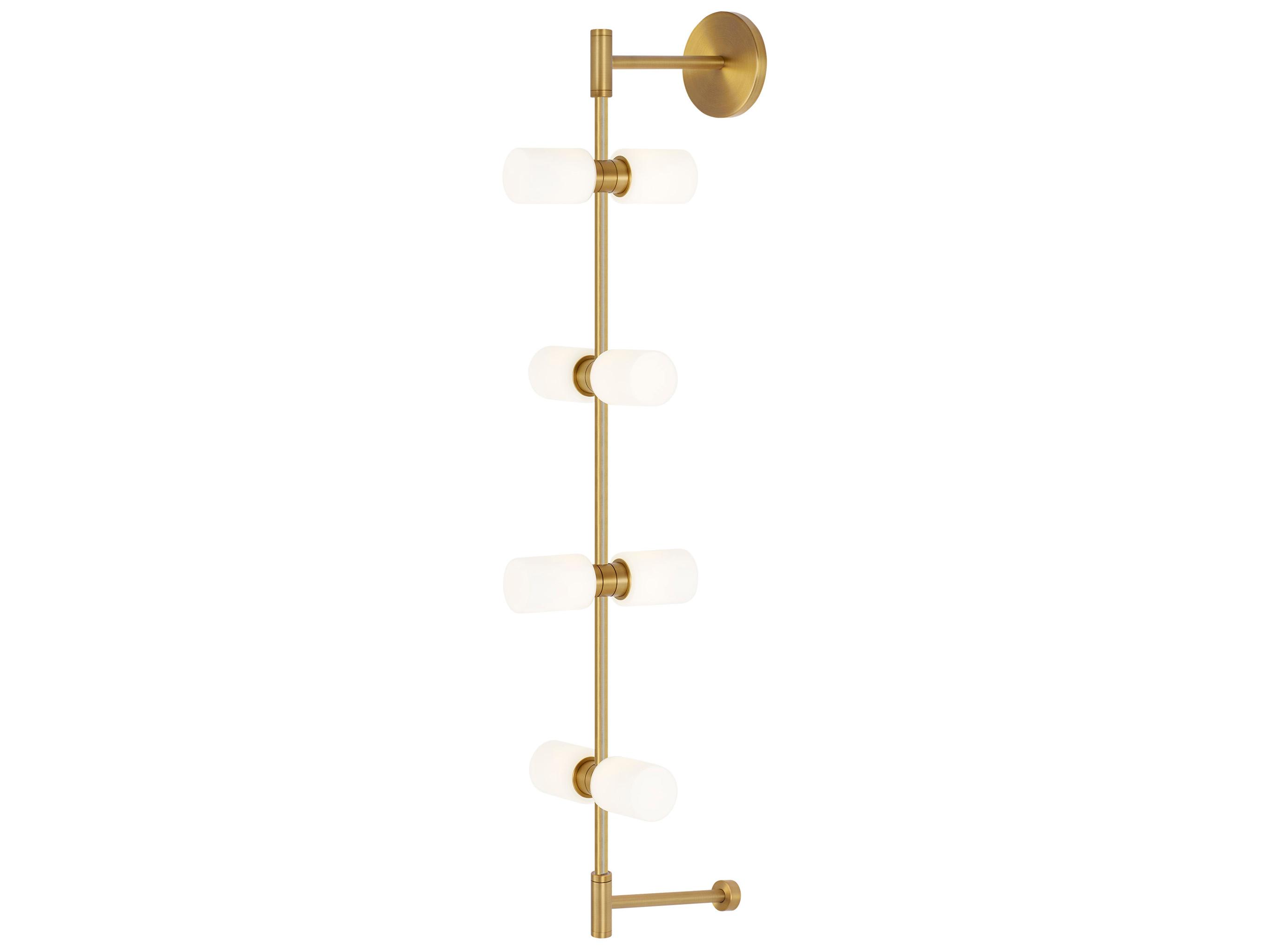 Visual Comfort Modern Rail 8-Light Aged Brass Wall Sconce
