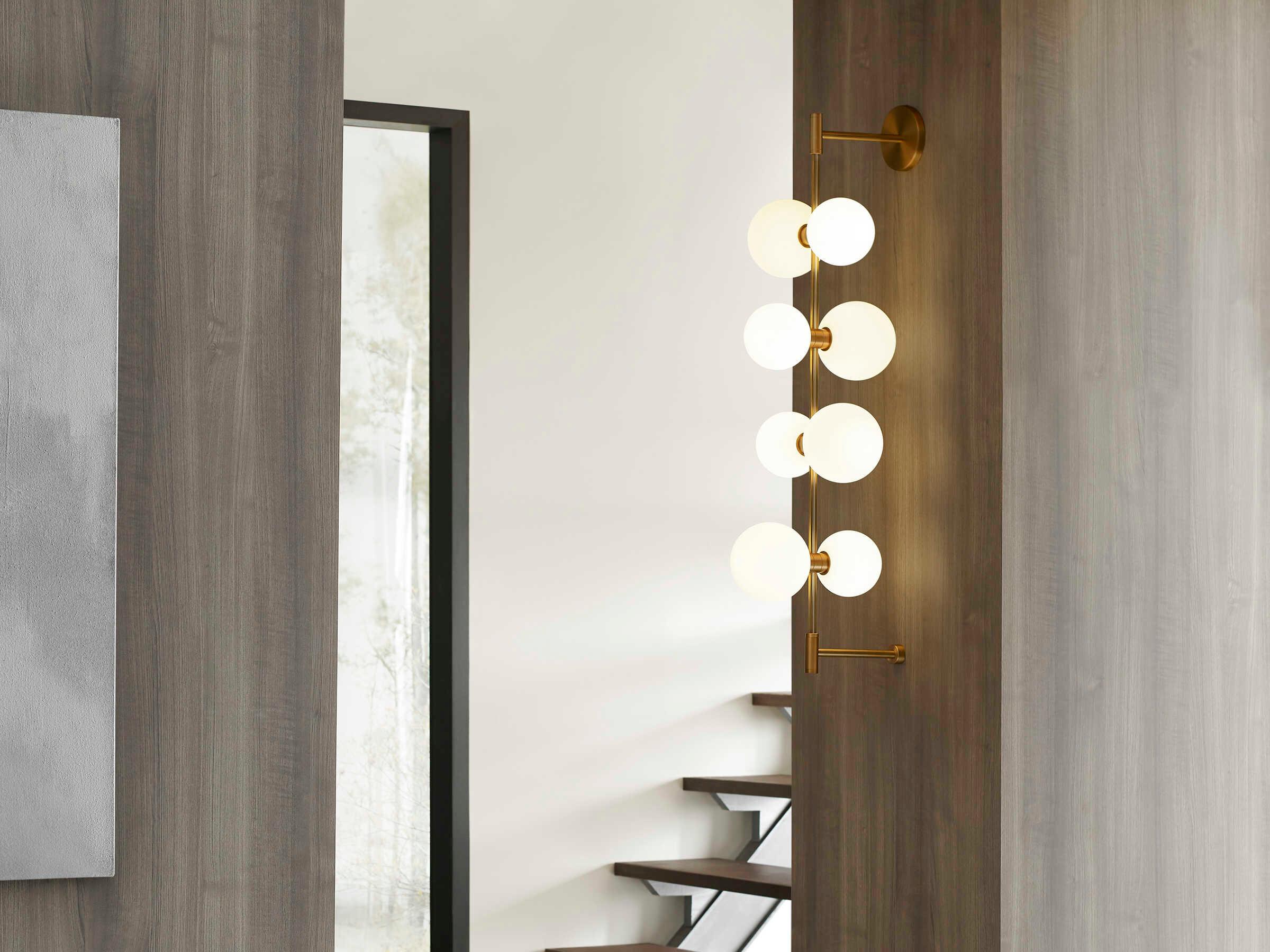 Visual Comfort Modern Rail 8-Light Aged Brass Wall Sconce