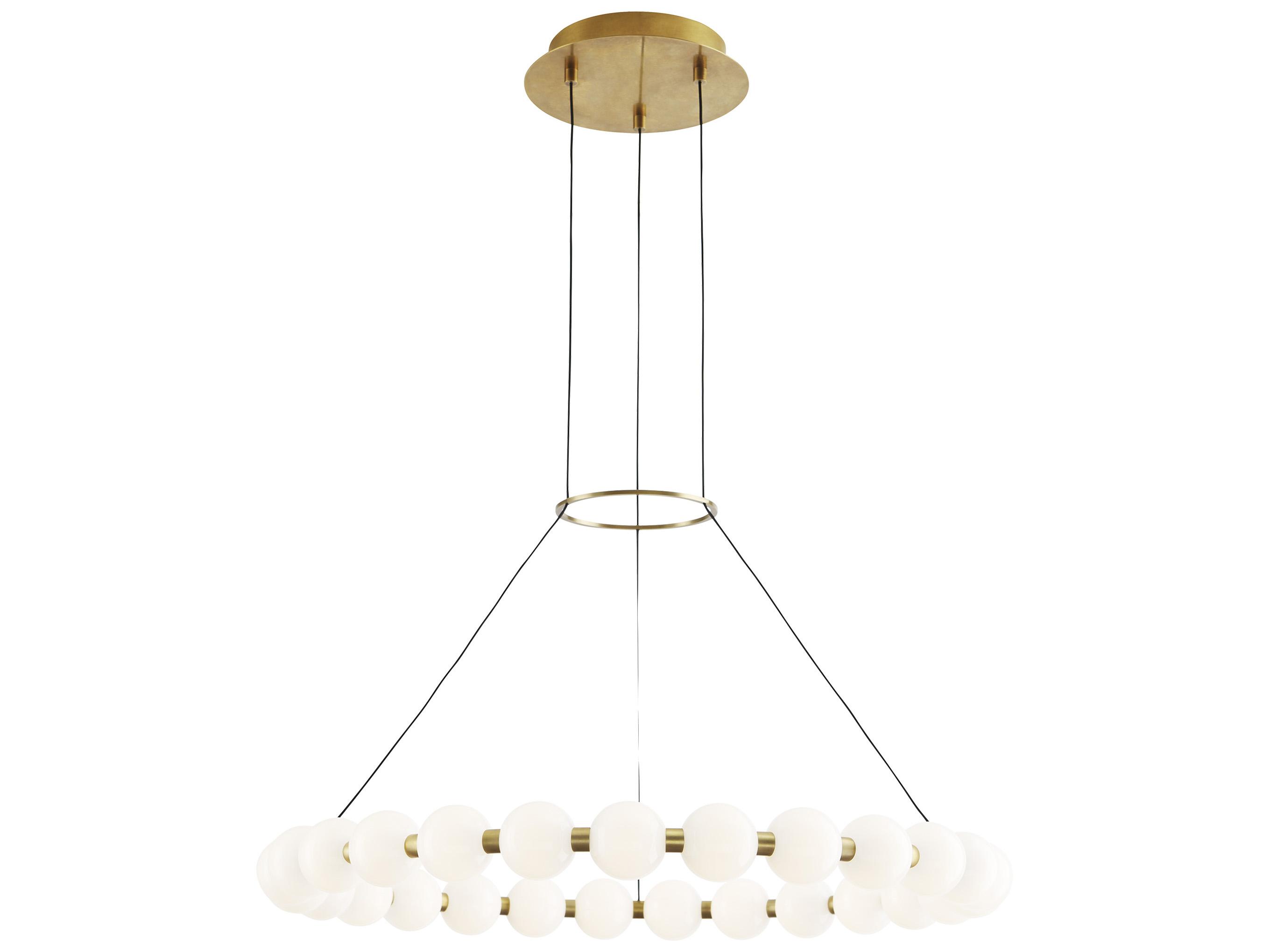 Visual Comfort Modern Orbet 1-Light Natural Brass Round Chandelier