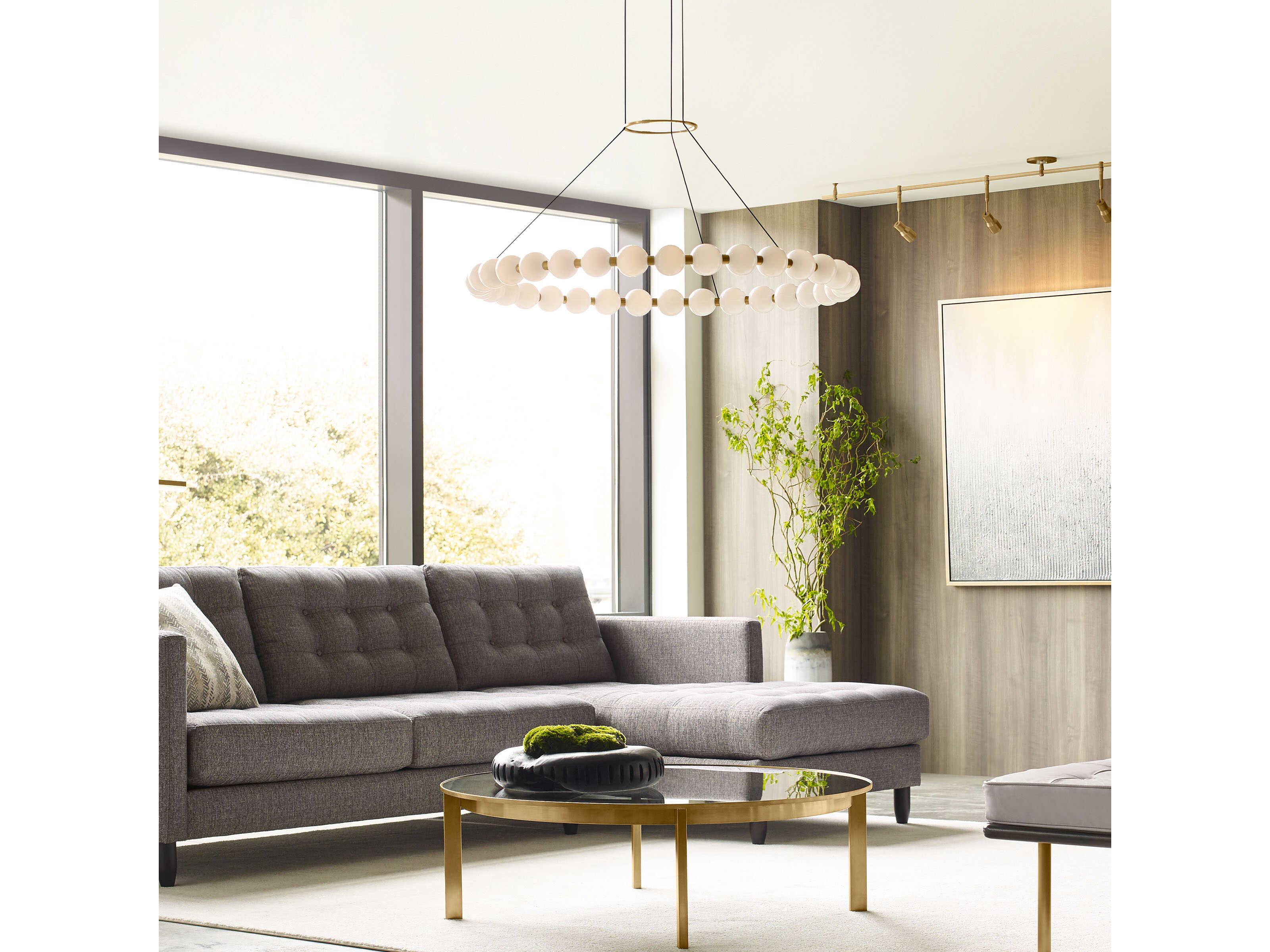 Visual Comfort Modern Orbet 1-Light Natural Brass Round Chandelier