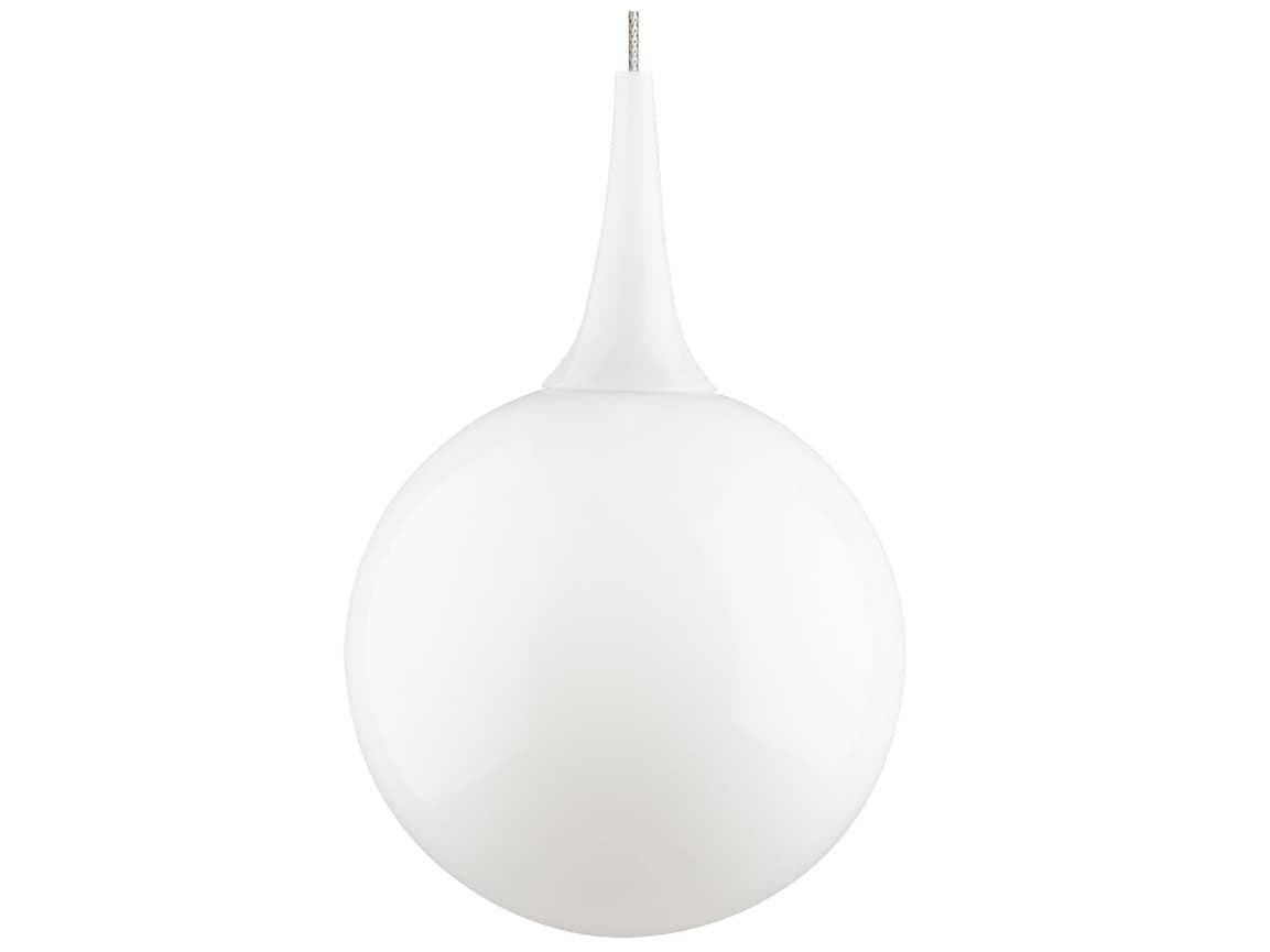Visual Comfort Modern Pele 1-Light Satin Nickel White Globe Mini Pendant