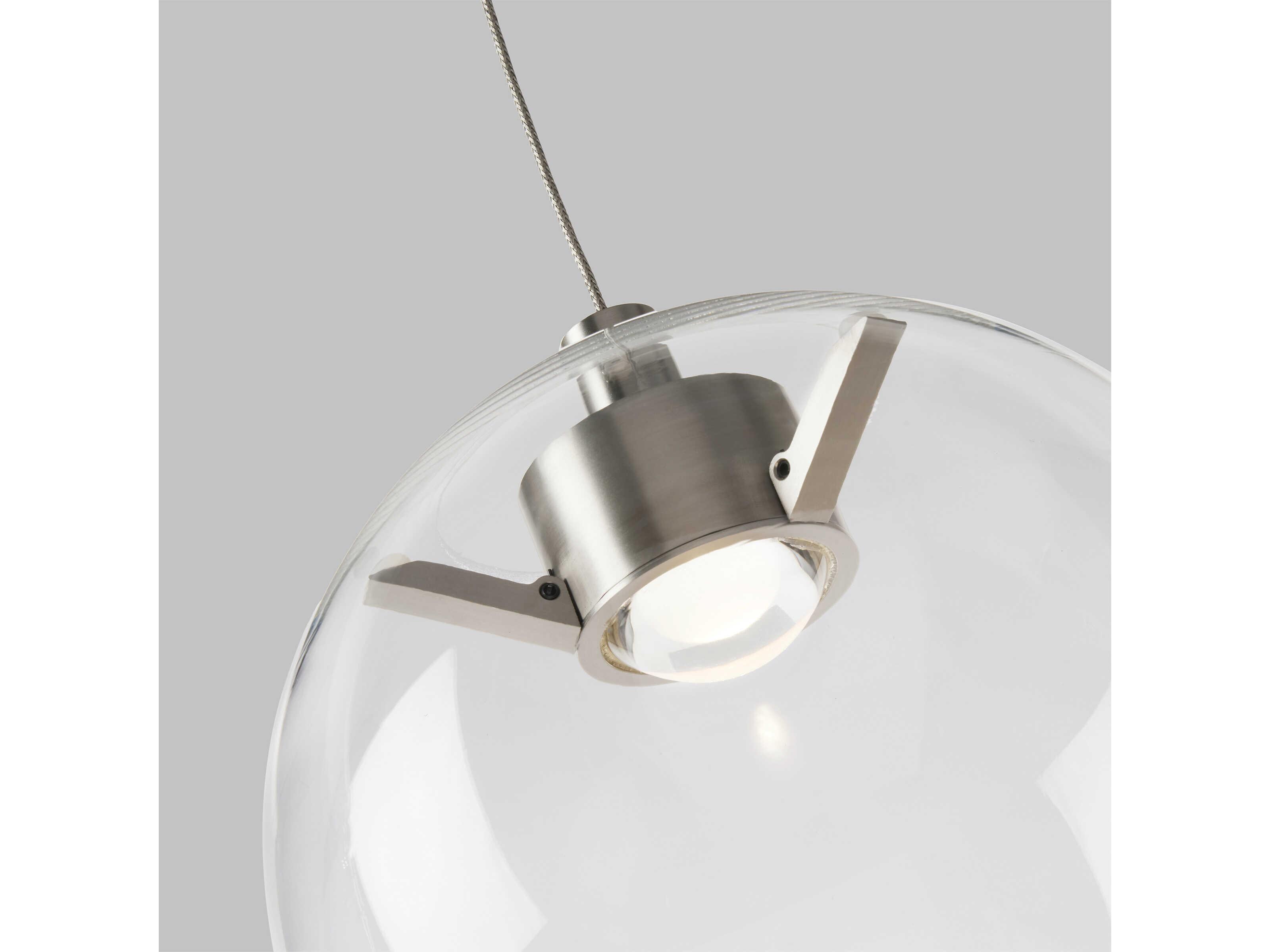 Visual Comfort Modern Palona 1-Light Satin Nickel Clear Globe Mini Pendant