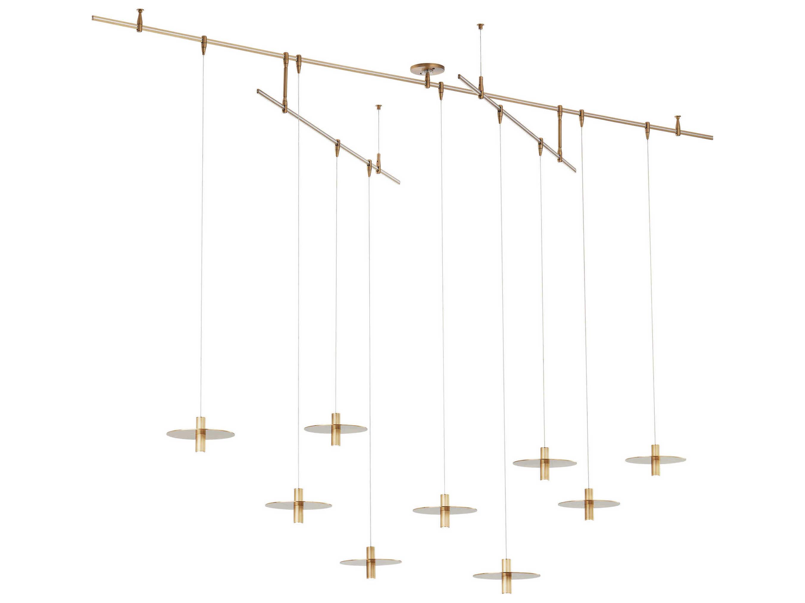 Visual Comfort Modern Ponte 9-Light Natural Brass Chandelier