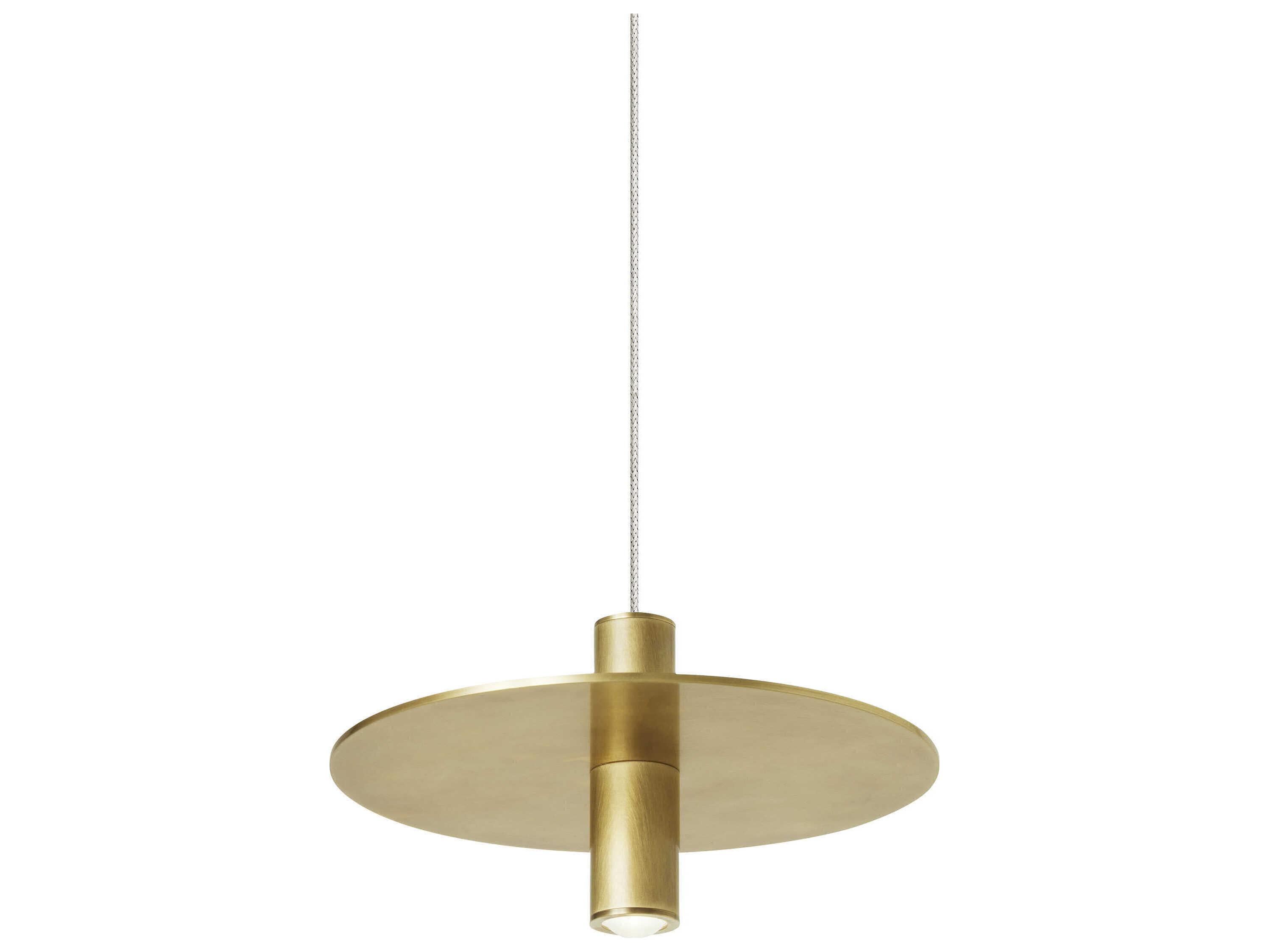 Visual Comfort Modern Ponte 1-Light Natural Brass Round Mini Pendant