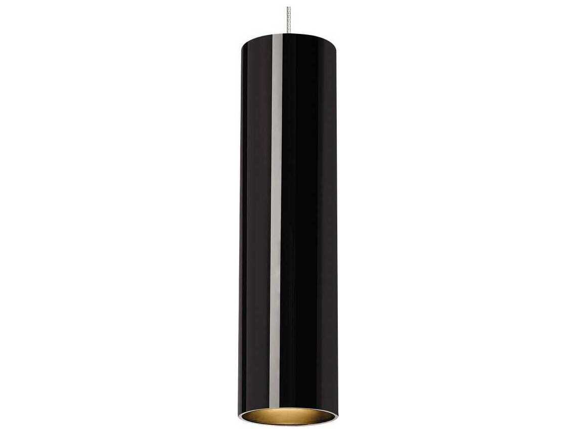 Visual Comfort Modern Piper 1-Light Black Satin Nickel Cylinder Mini Pendant