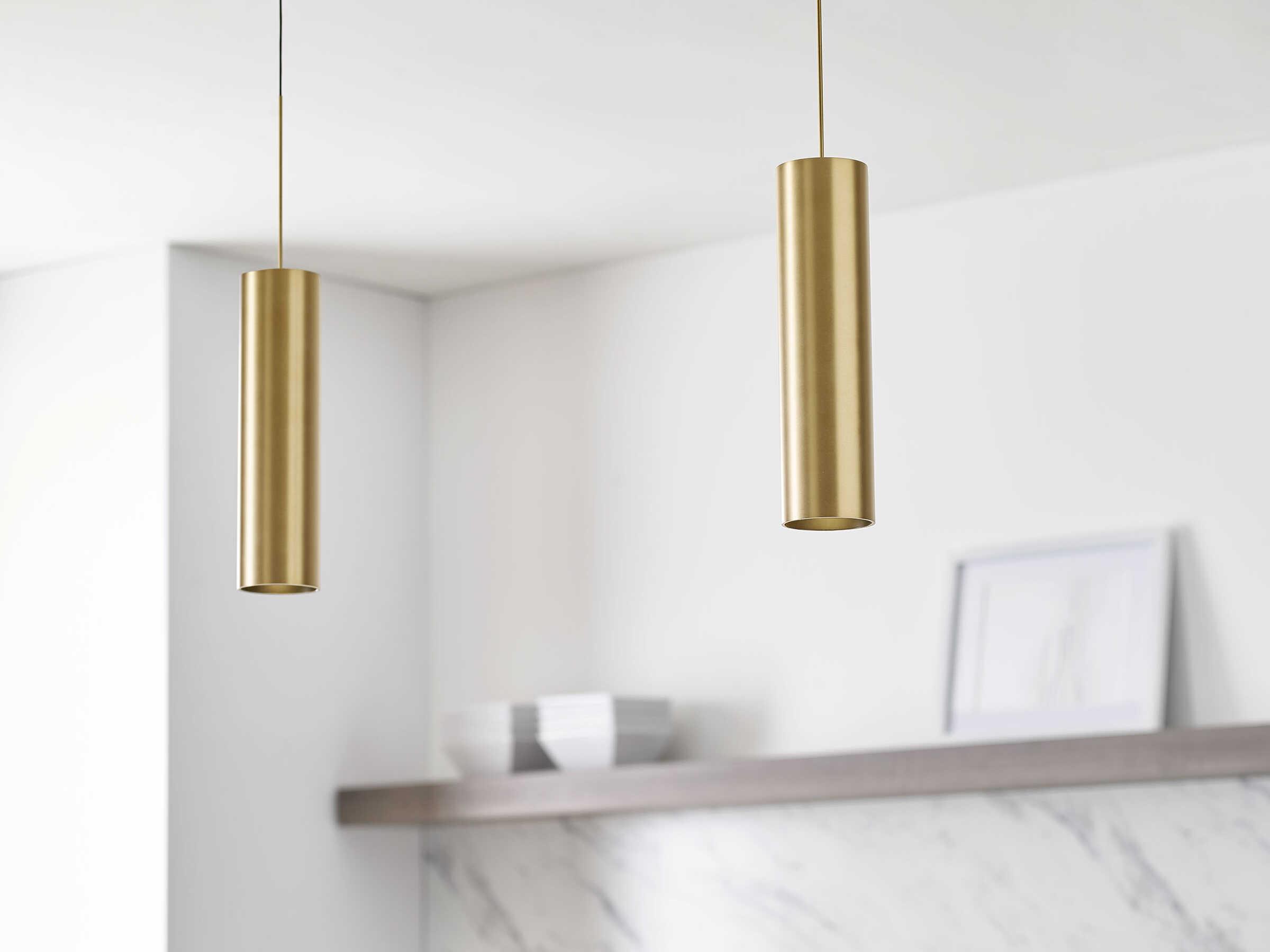 Visual Comfort Modern Piper 1-Light Aged Brass Cylinder Mini Pendant