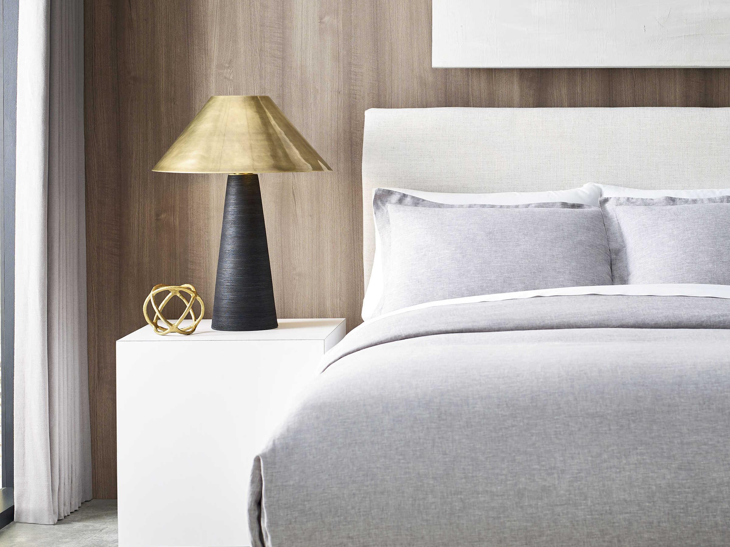 Visual Comfort Modern Karam Natural Brass Black Table Lamp
