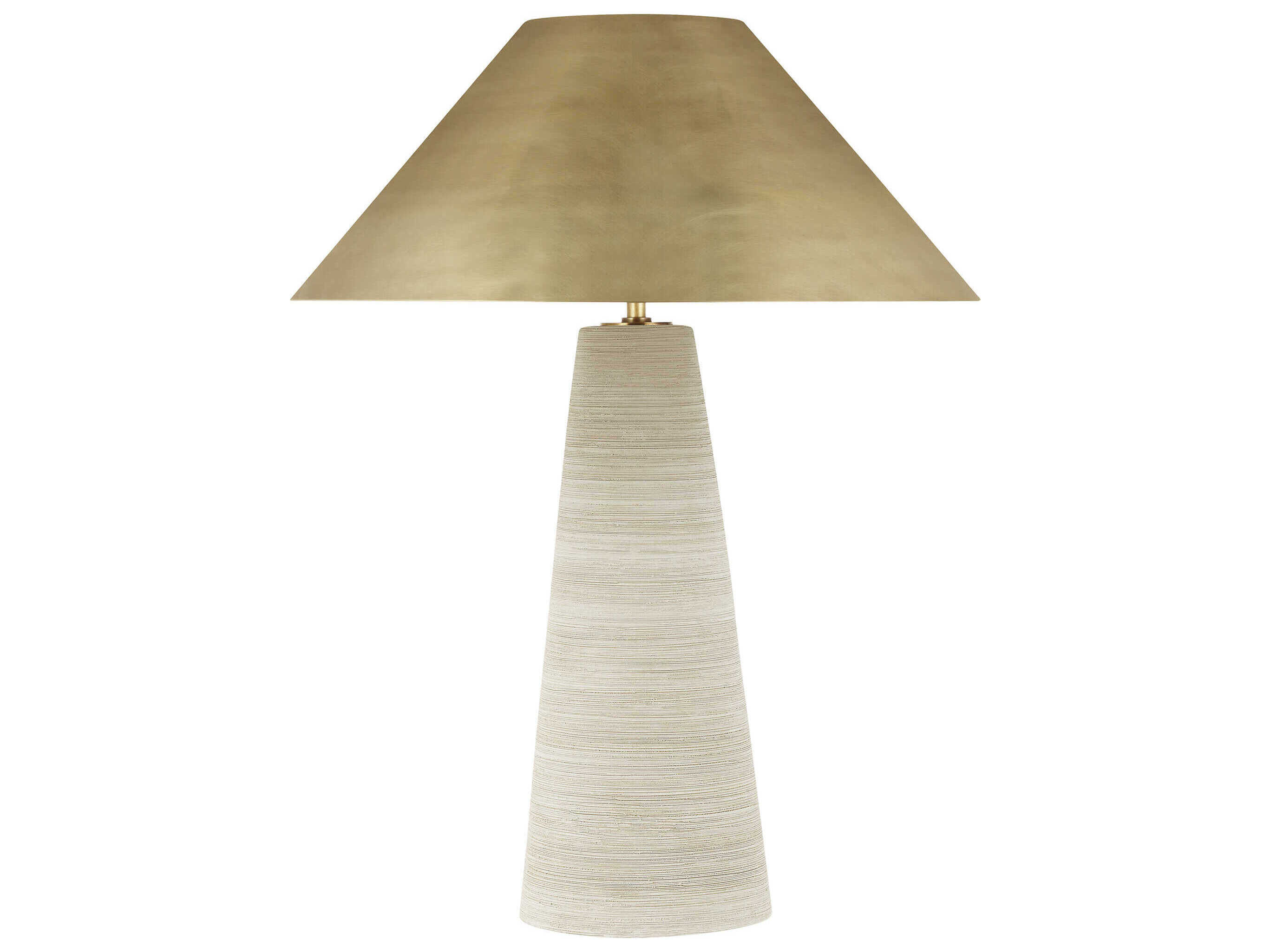 Visual Comfort Modern Karam Natural Brass Cream White Table Lamp