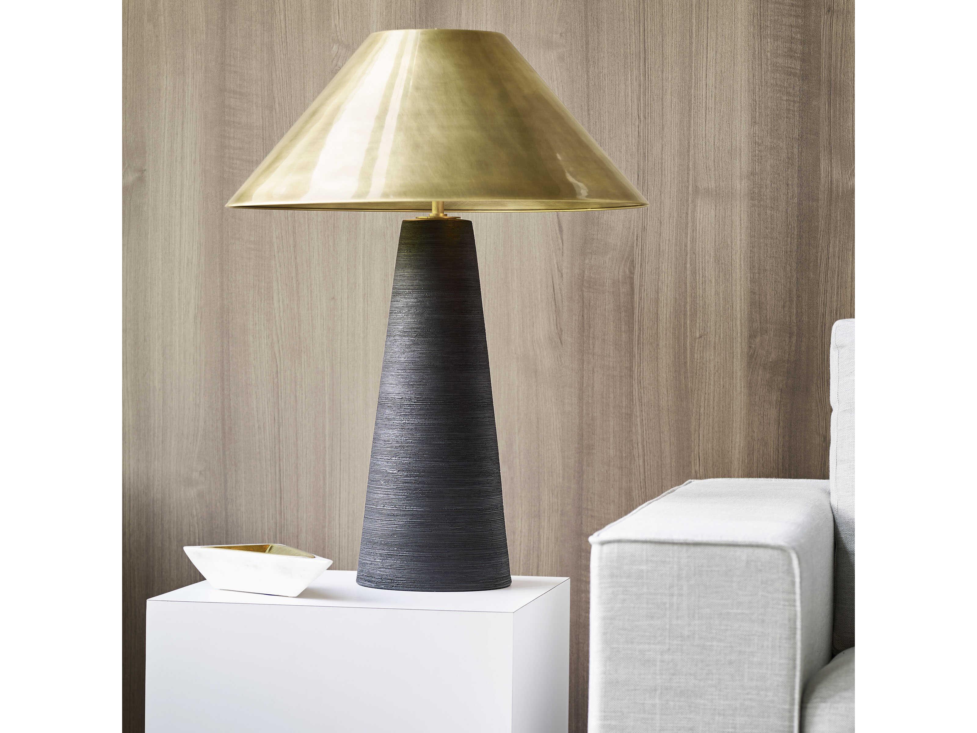 Visual Comfort Modern Karam Natural Brass Black Buffet Lamp