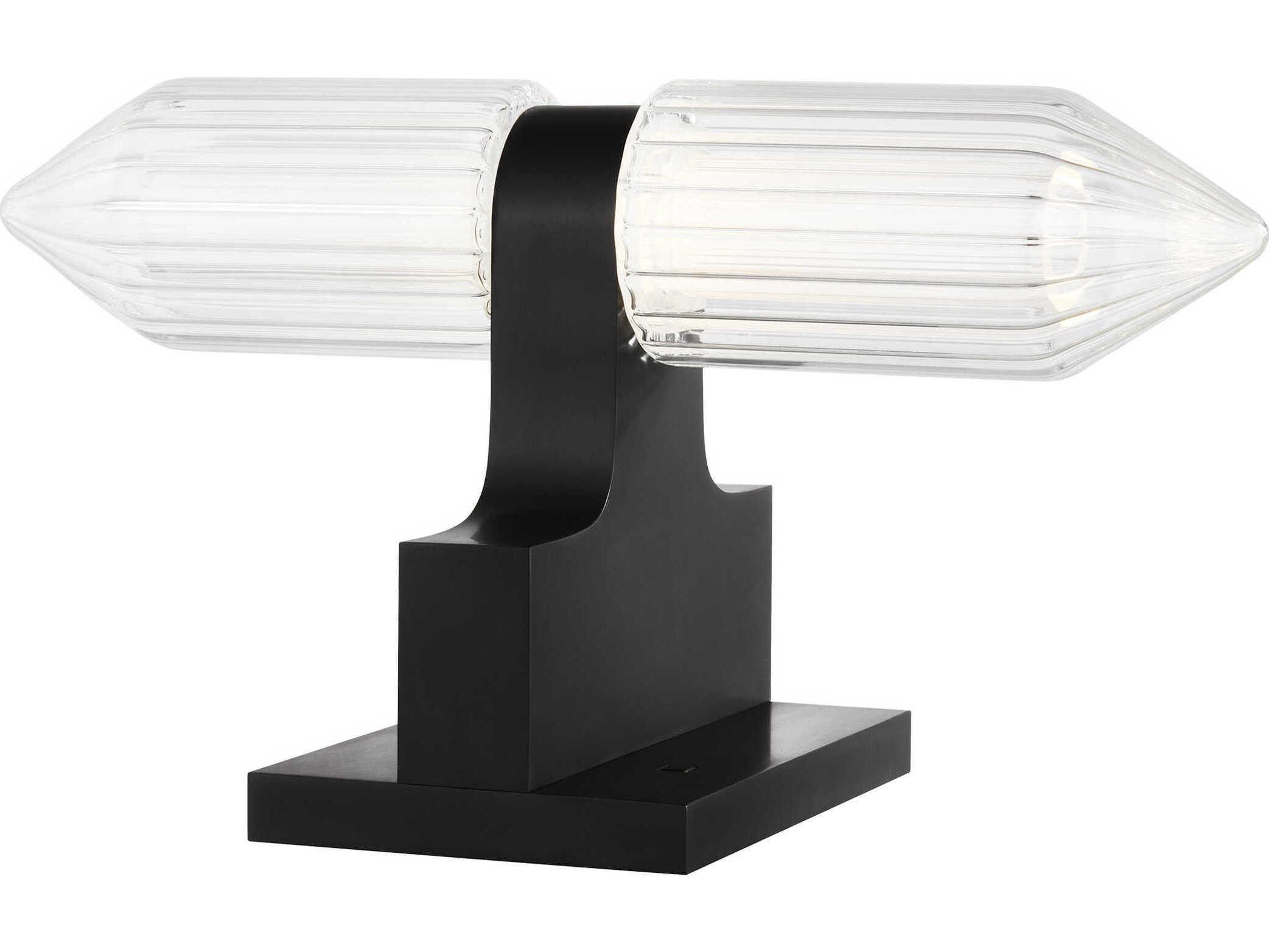 Visual Comfort Modern Langston Plated Dark Bronze Cut Crystal Table Lamp