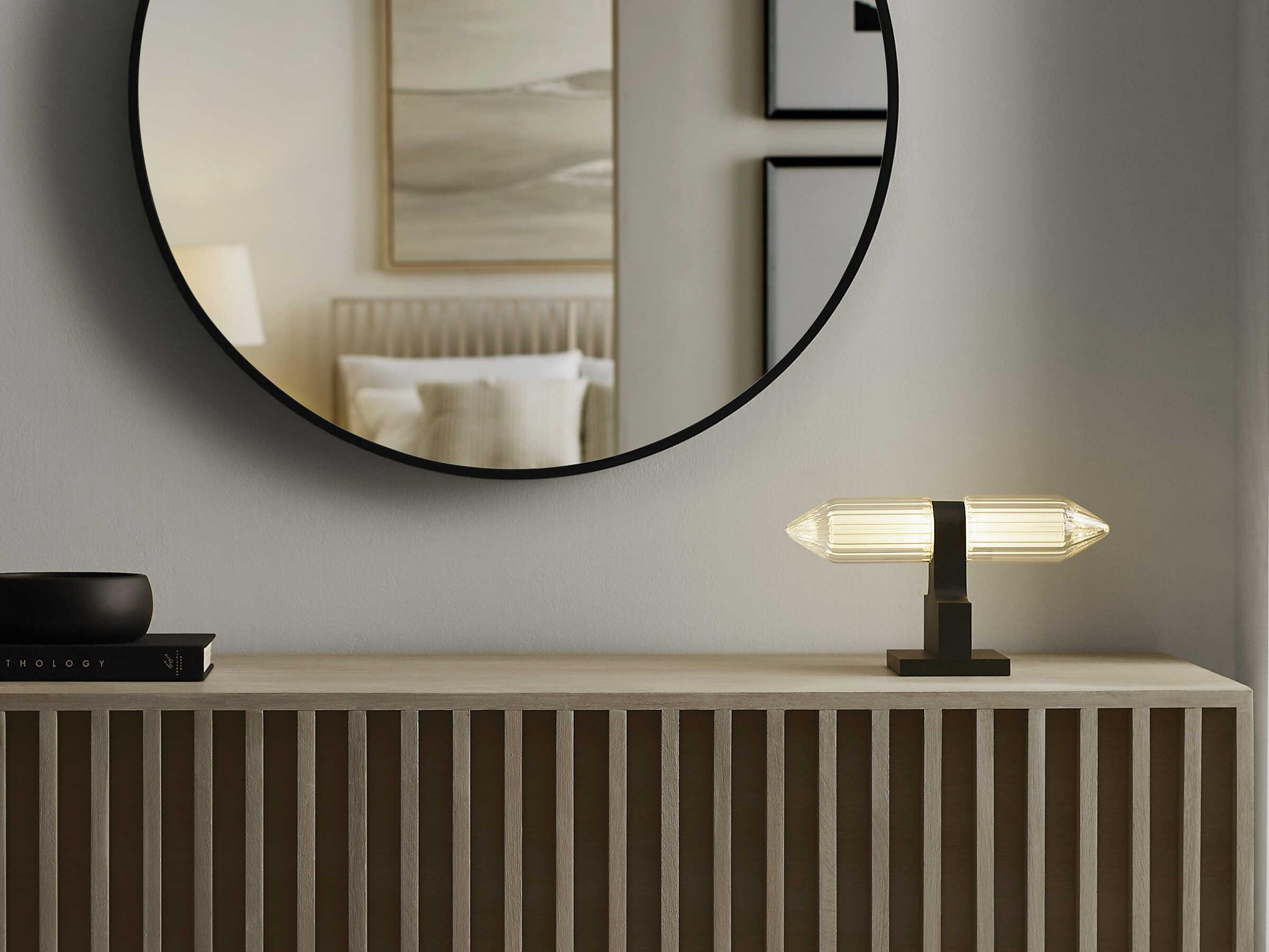 Visual Comfort Modern Langston Plated Dark Bronze Cut Crystal Table Lamp