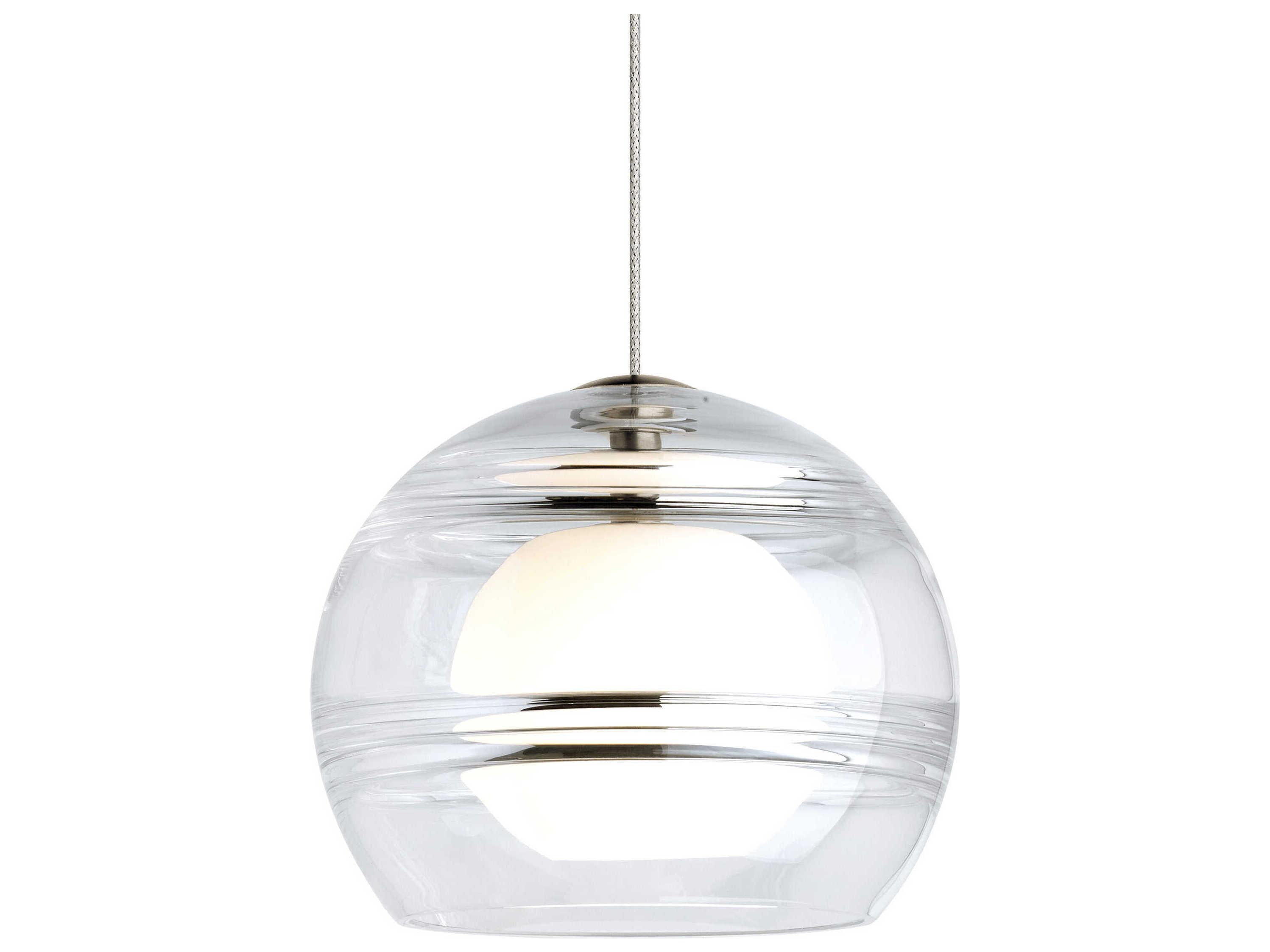 Visual Comfort Modern Sedona 1-Light Satin Nickel Clear Globe Mini Pendant