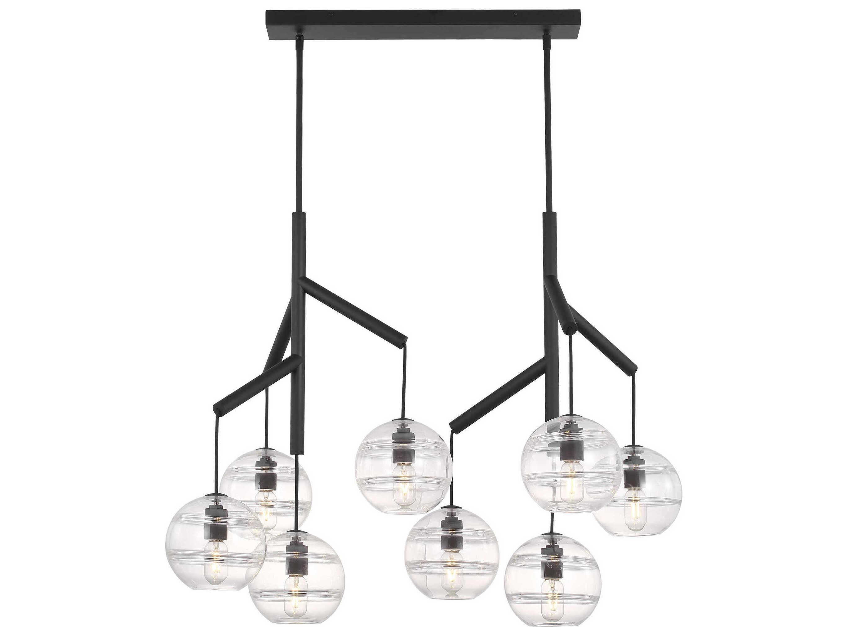 Visual Comfort Modern Sedona 8-Light White Black Globe Island Pendant