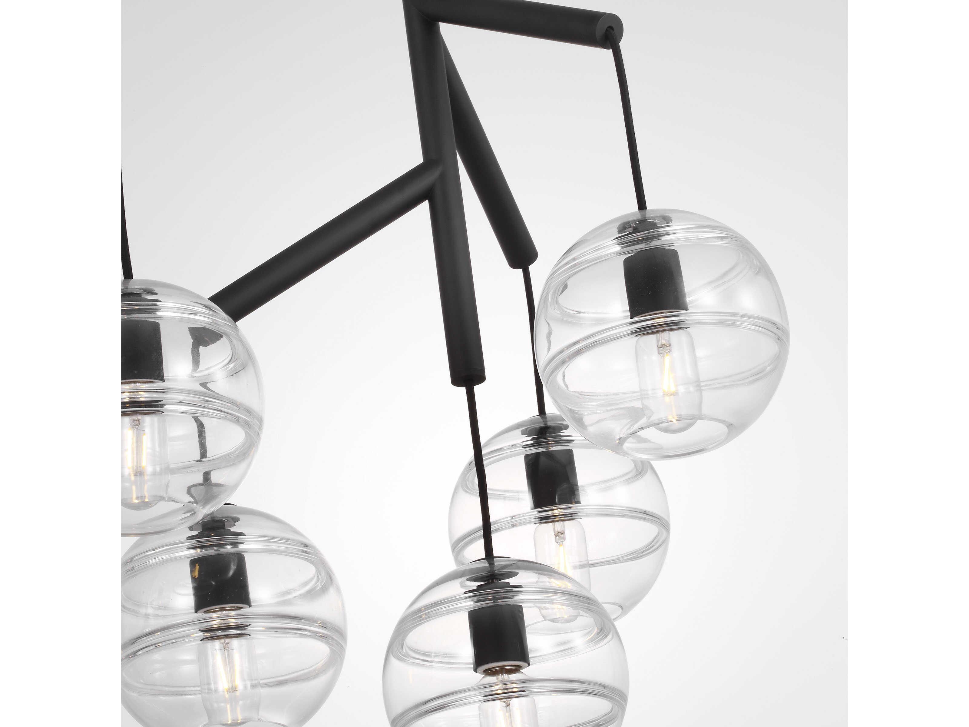 Visual Comfort Modern Sedona 8-Light White Black Globe Island Pendant