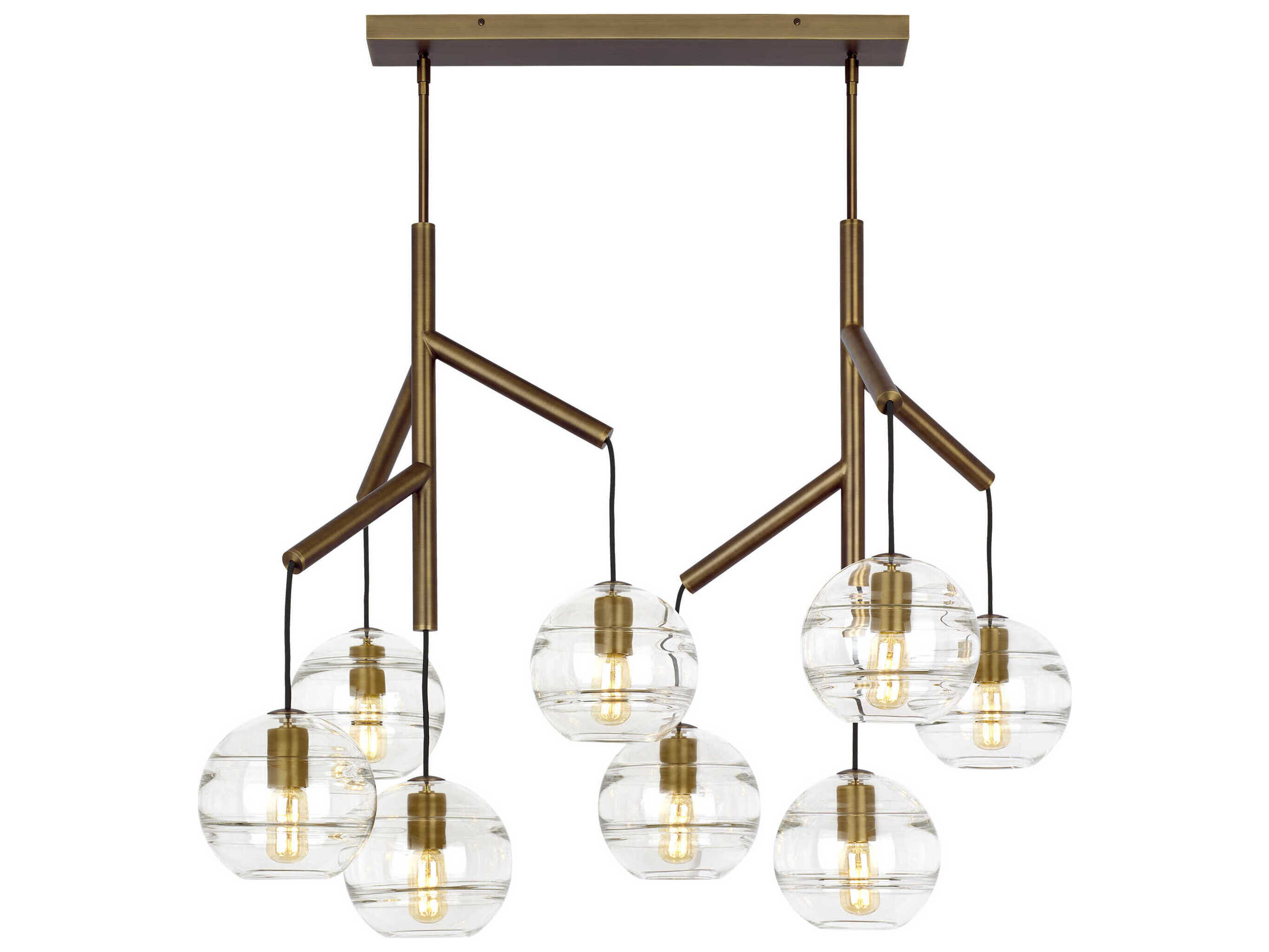 Visual Comfort Modern Sedona 8-Light Aged Brass Globe Island Pendant