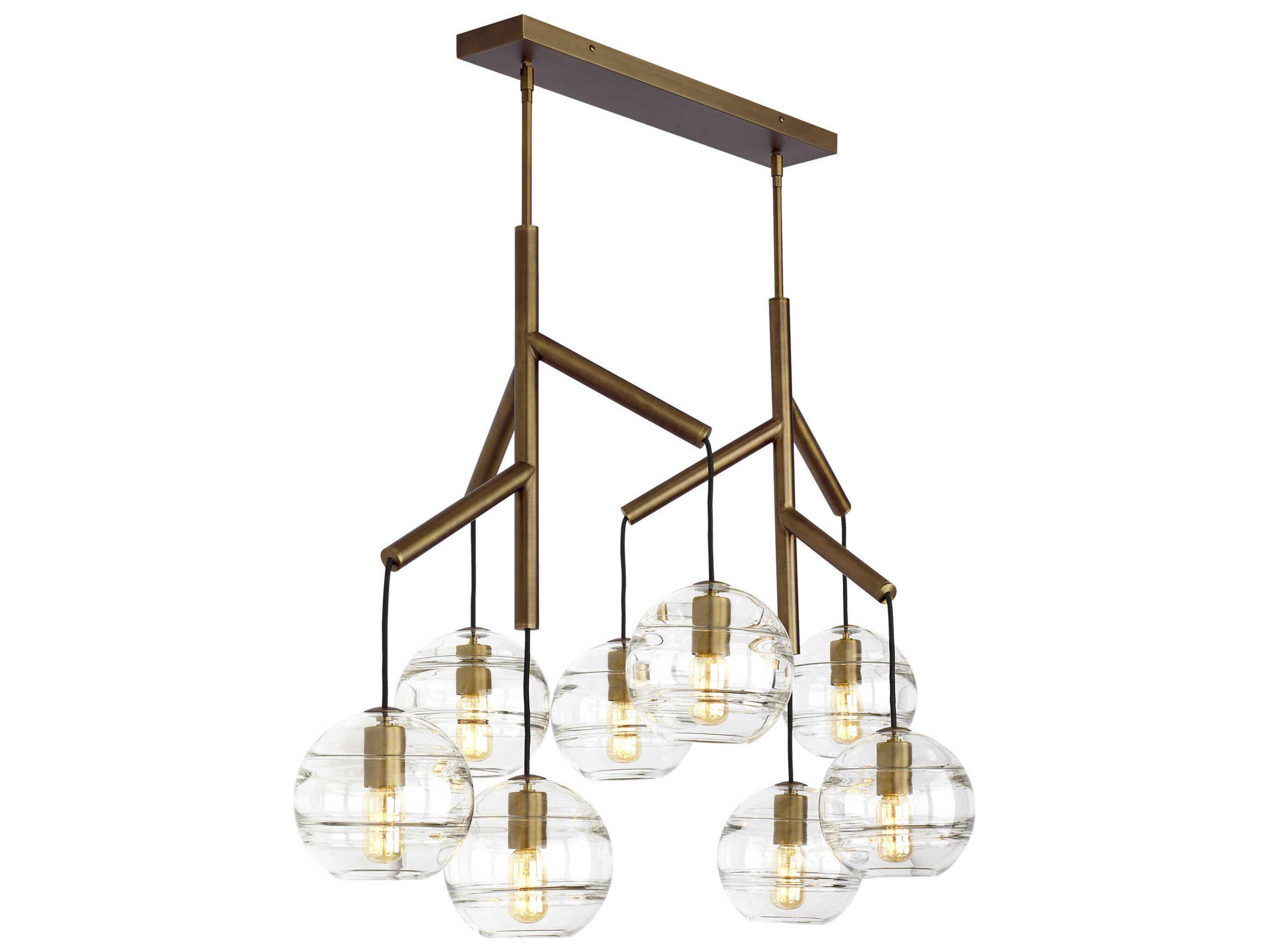 Visual Comfort Modern Sedona 8-Light Aged Brass Globe Island Pendant