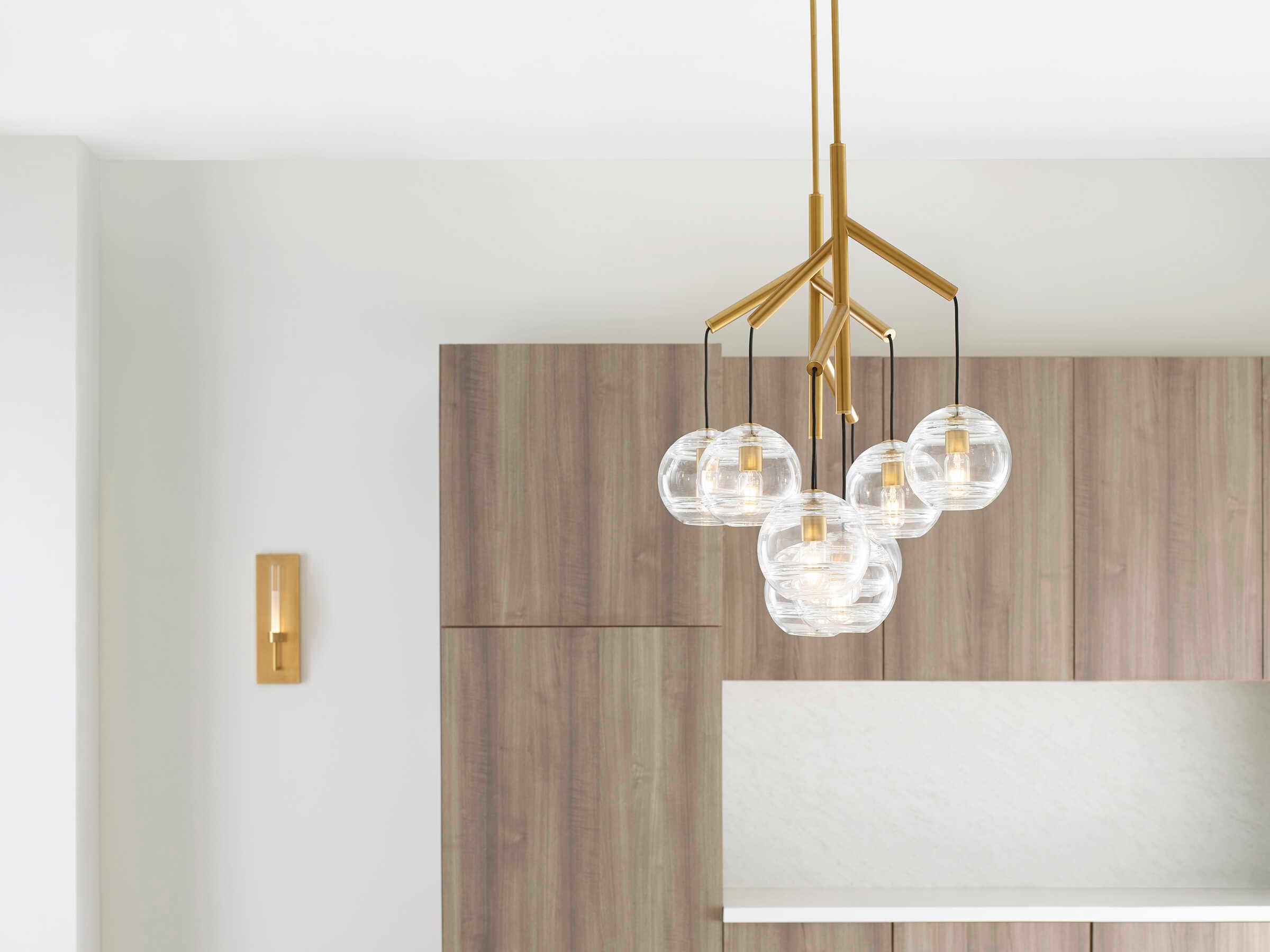 Visual Comfort Modern Sedona 8-Light Aged Brass Globe Island Pendant