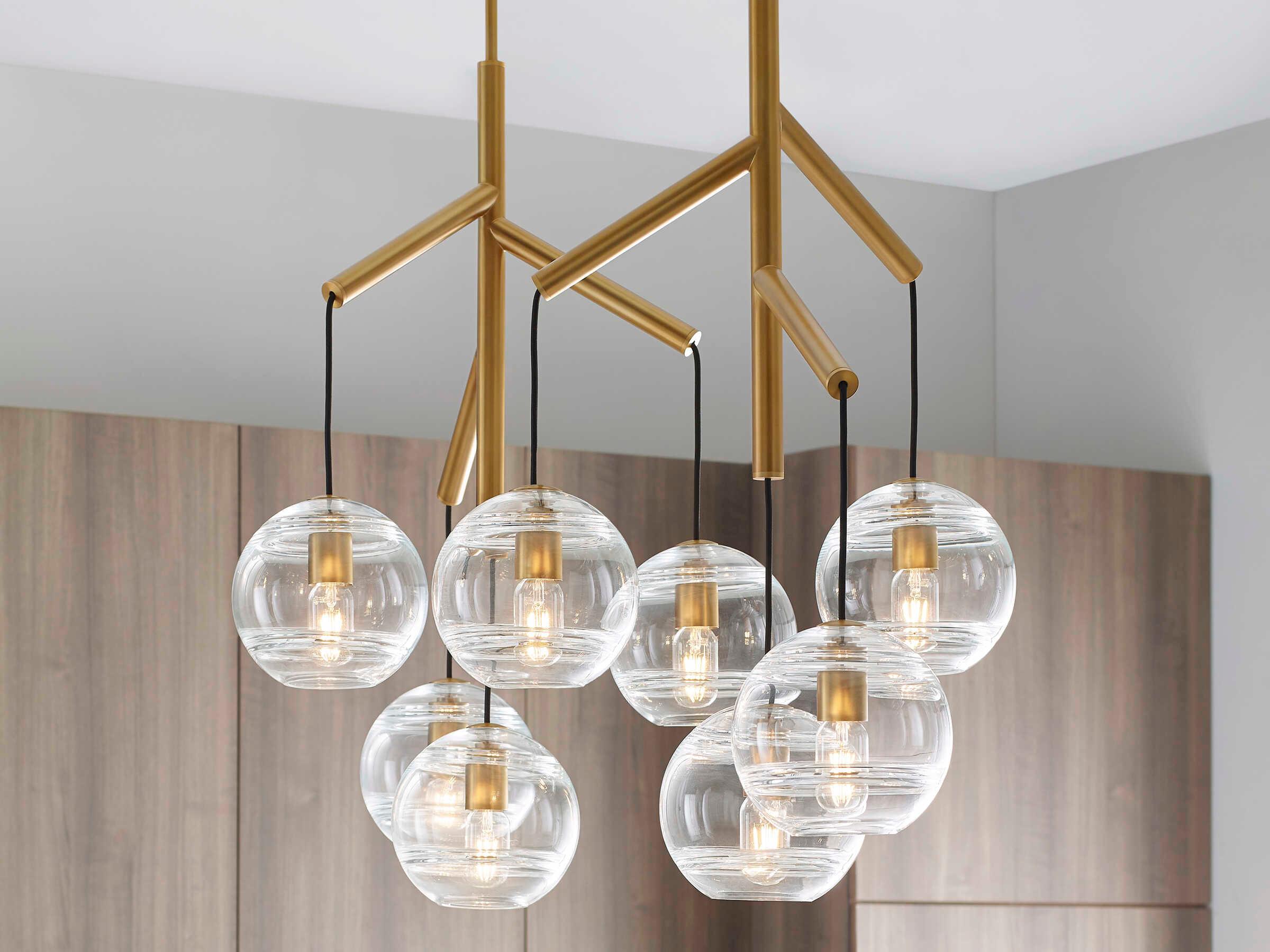 Visual Comfort Modern Sedona 8-Light Aged Brass Globe Island Pendant