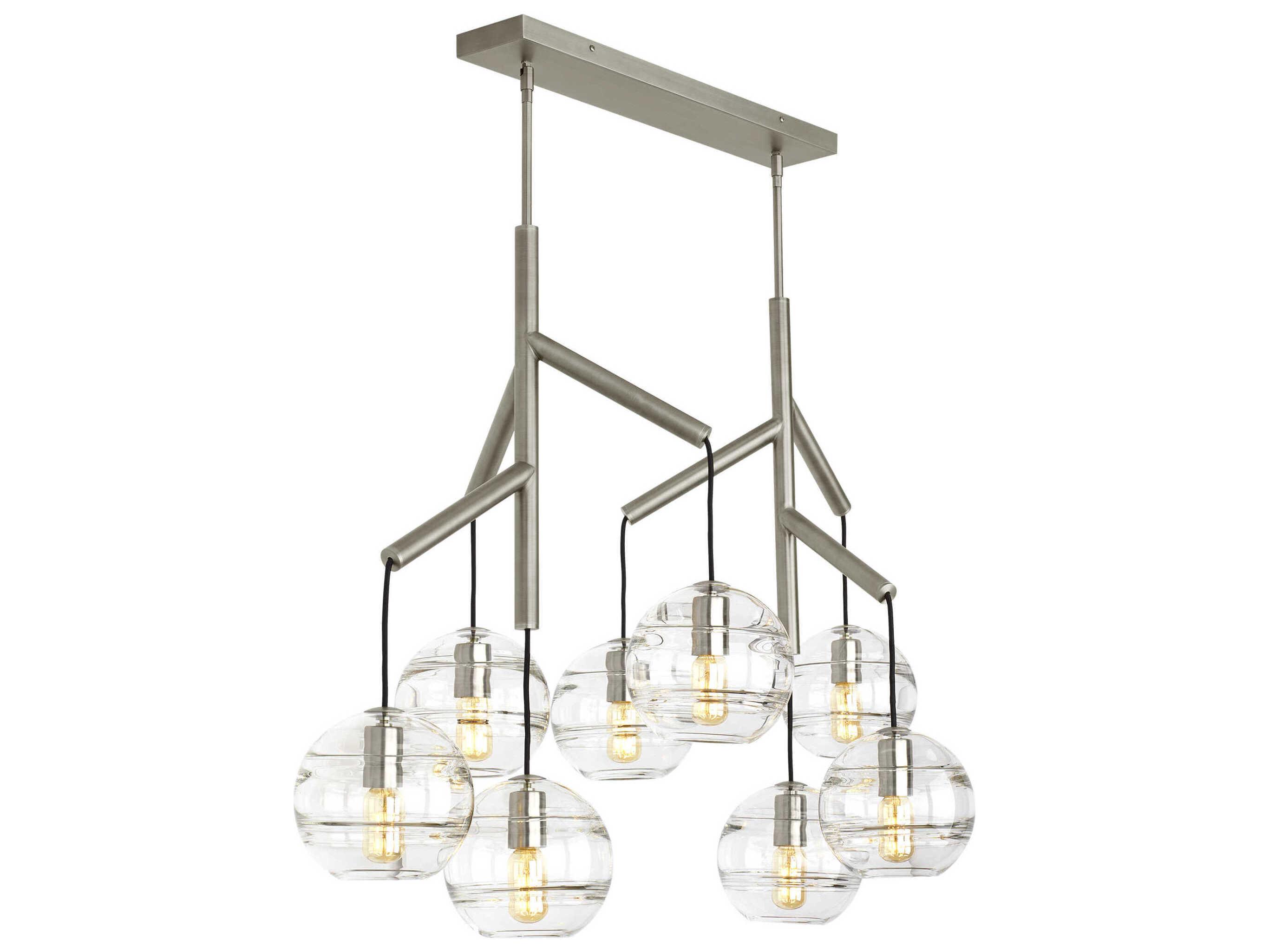 Visual Comfort Modern Sedona 8-Light Satin Nickel Globe Island Pendant