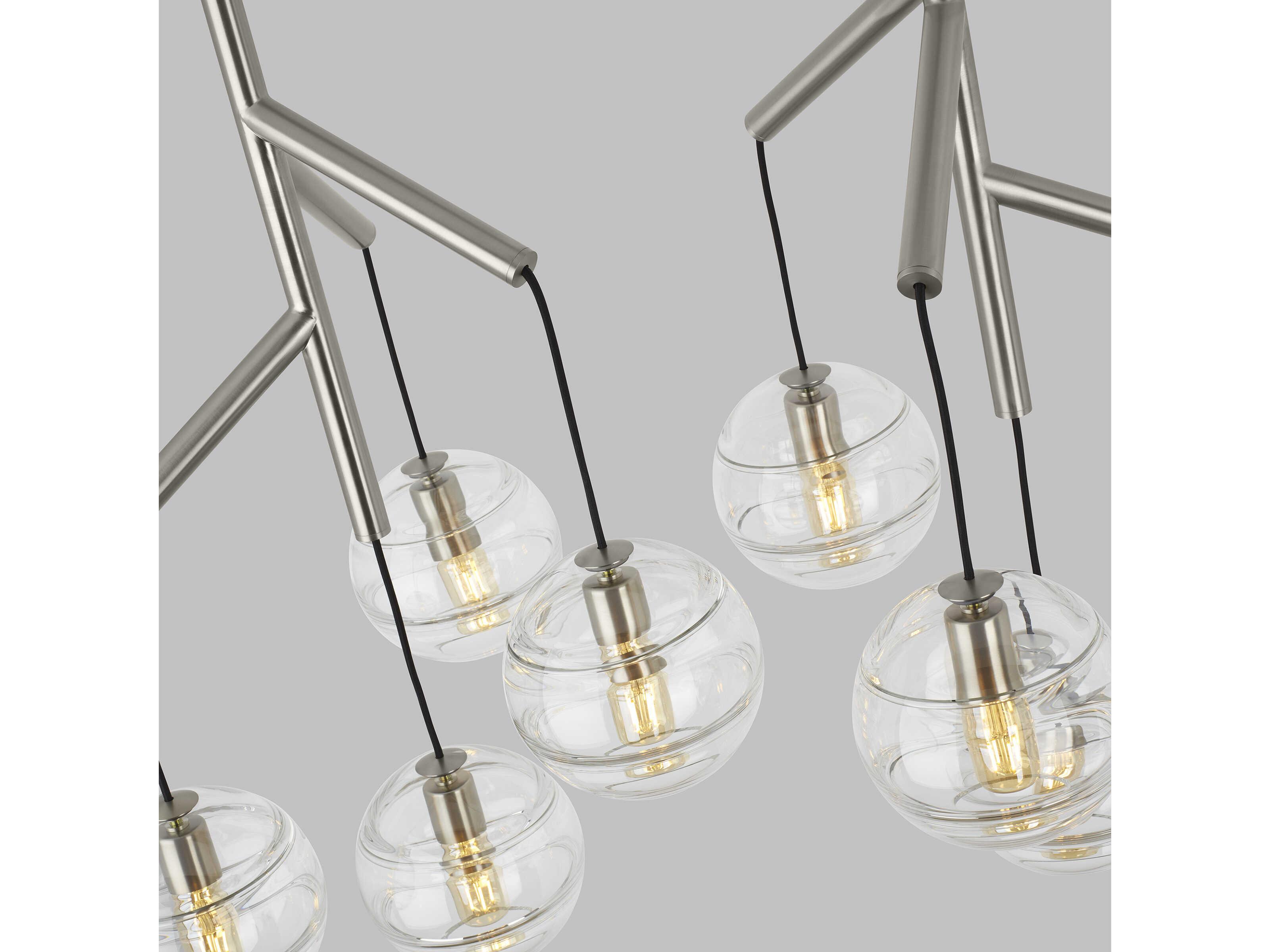 Visual Comfort Modern Sedona 8-Light Satin Nickel Globe Island Pendant