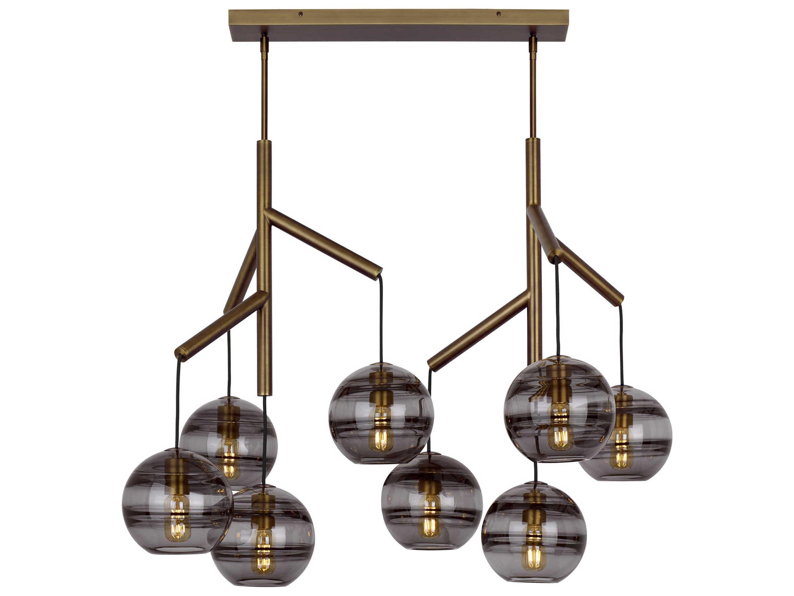 Visual Comfort Modern Sedona 8-Light Aged Brass Globe Island Pendant