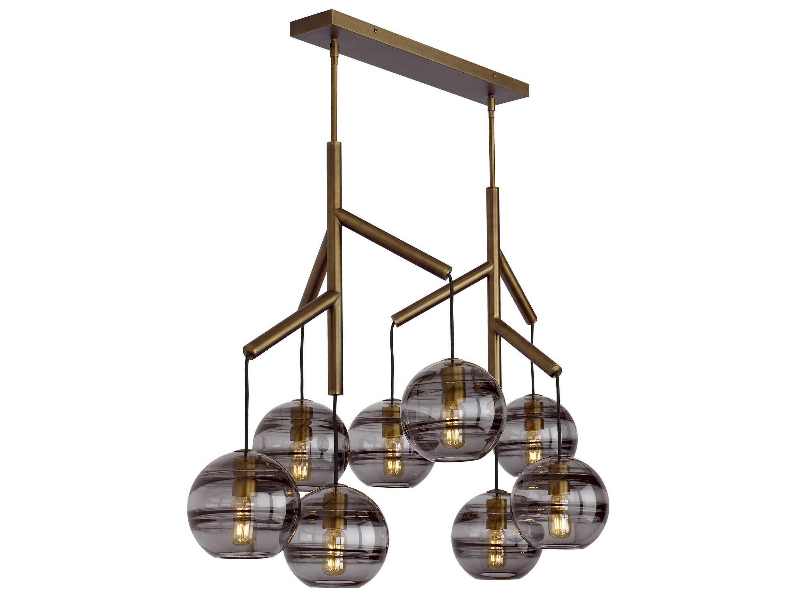 Visual Comfort Modern Sedona 8-Light Aged Brass Globe Island Pendant