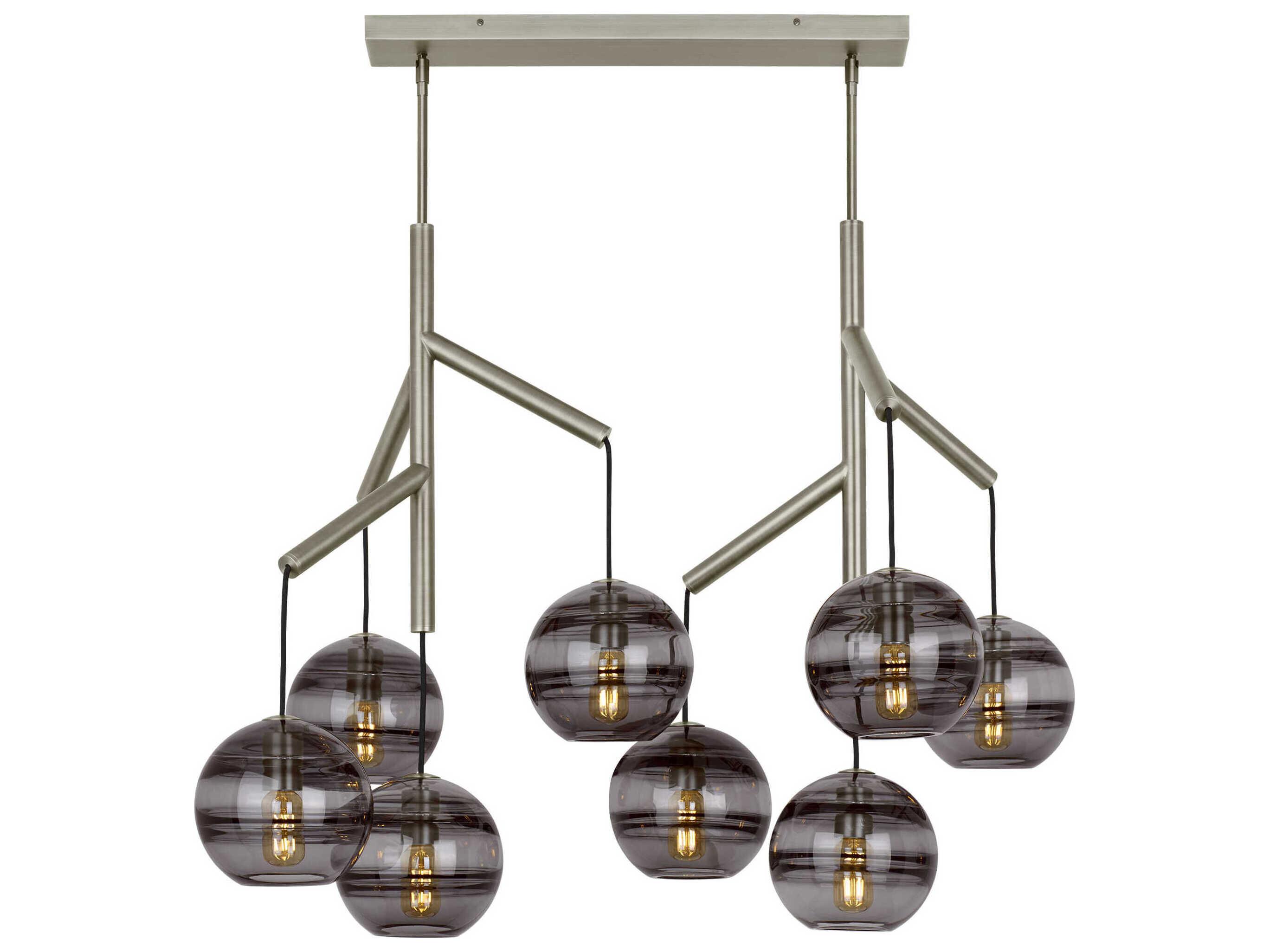 Visual Comfort Modern Sedona 8-Light Satin Nickel Globe Island Pendant