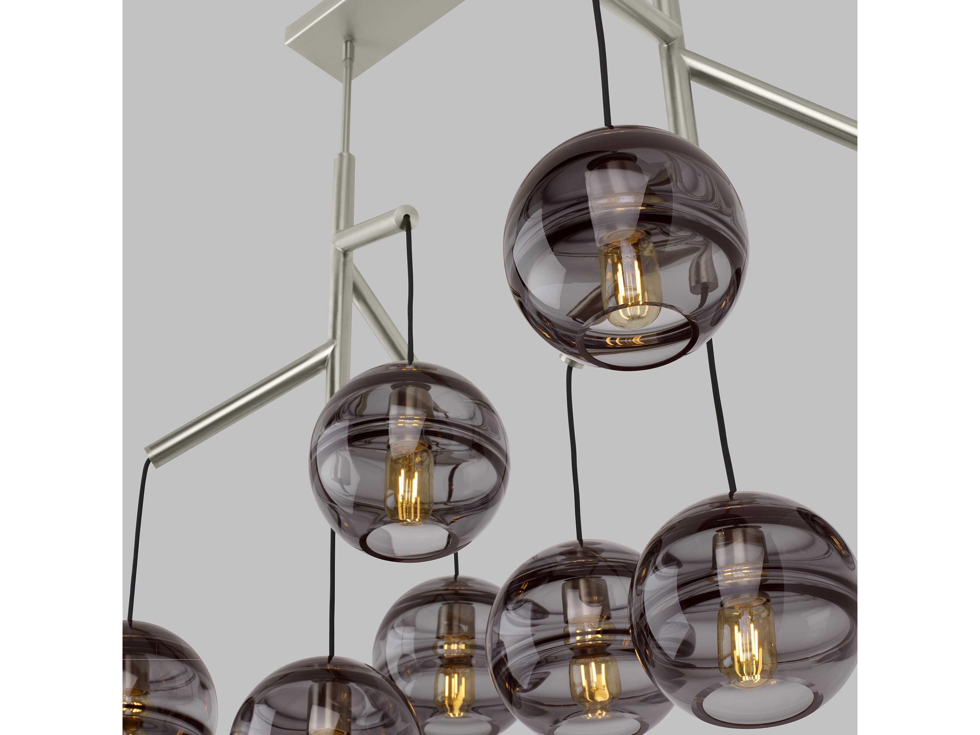 Visual Comfort Modern Sedona 8-Light Satin Nickel Globe Island Pendant