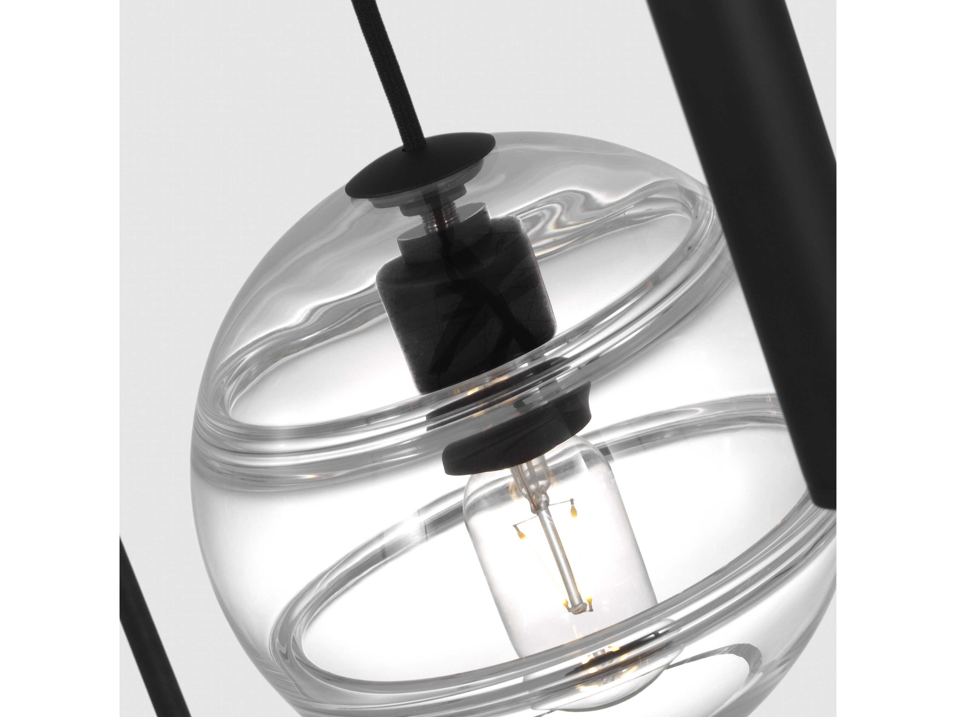 Visual Comfort Modern Sedona 12-Light White Black Globe Island Pendant