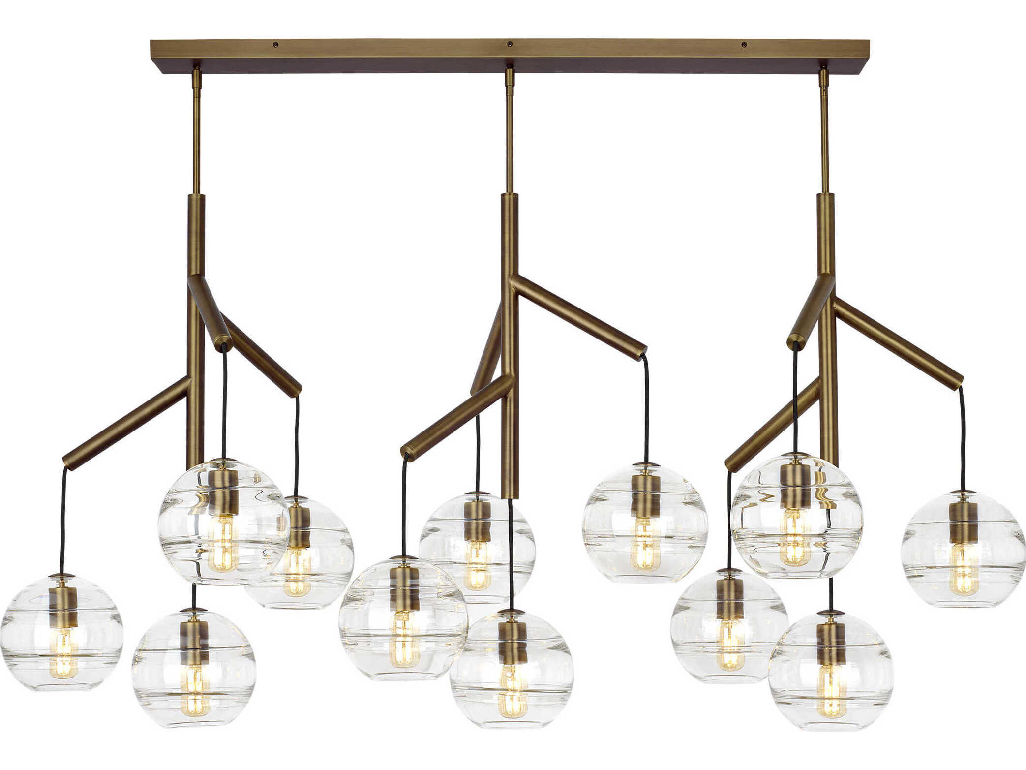 Visual Comfort Modern Sedona 12-Light Aged Brass Globe Island Pendant