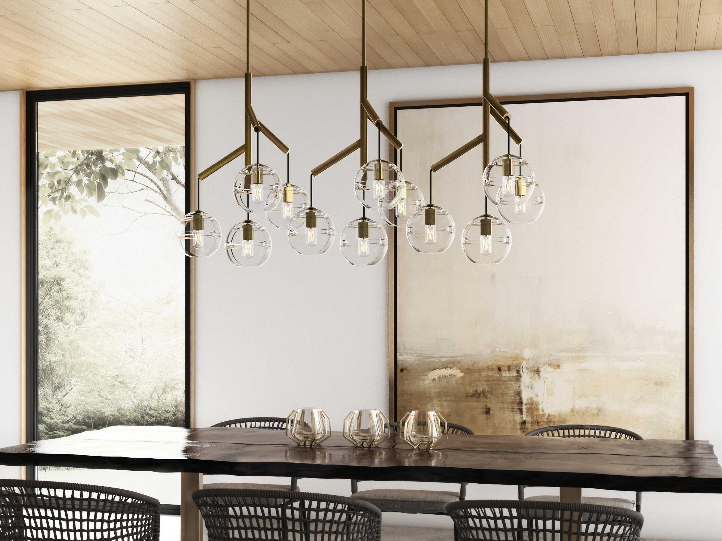 Visual Comfort Modern Sedona 12-Light Aged Brass Globe Island Pendant