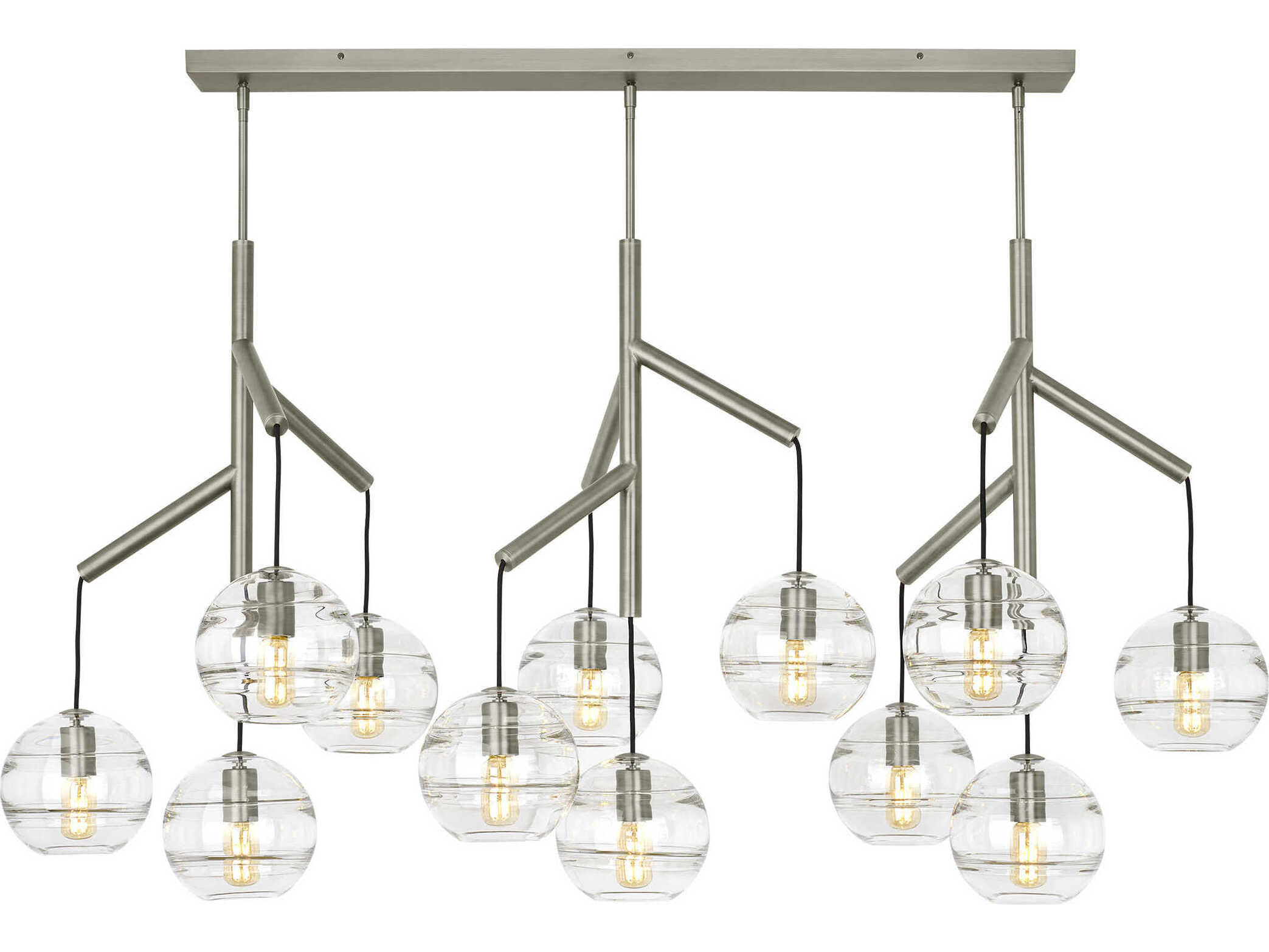 Visual Comfort Modern Sedona 12-Light Satin Nickel Globe Island Pendant