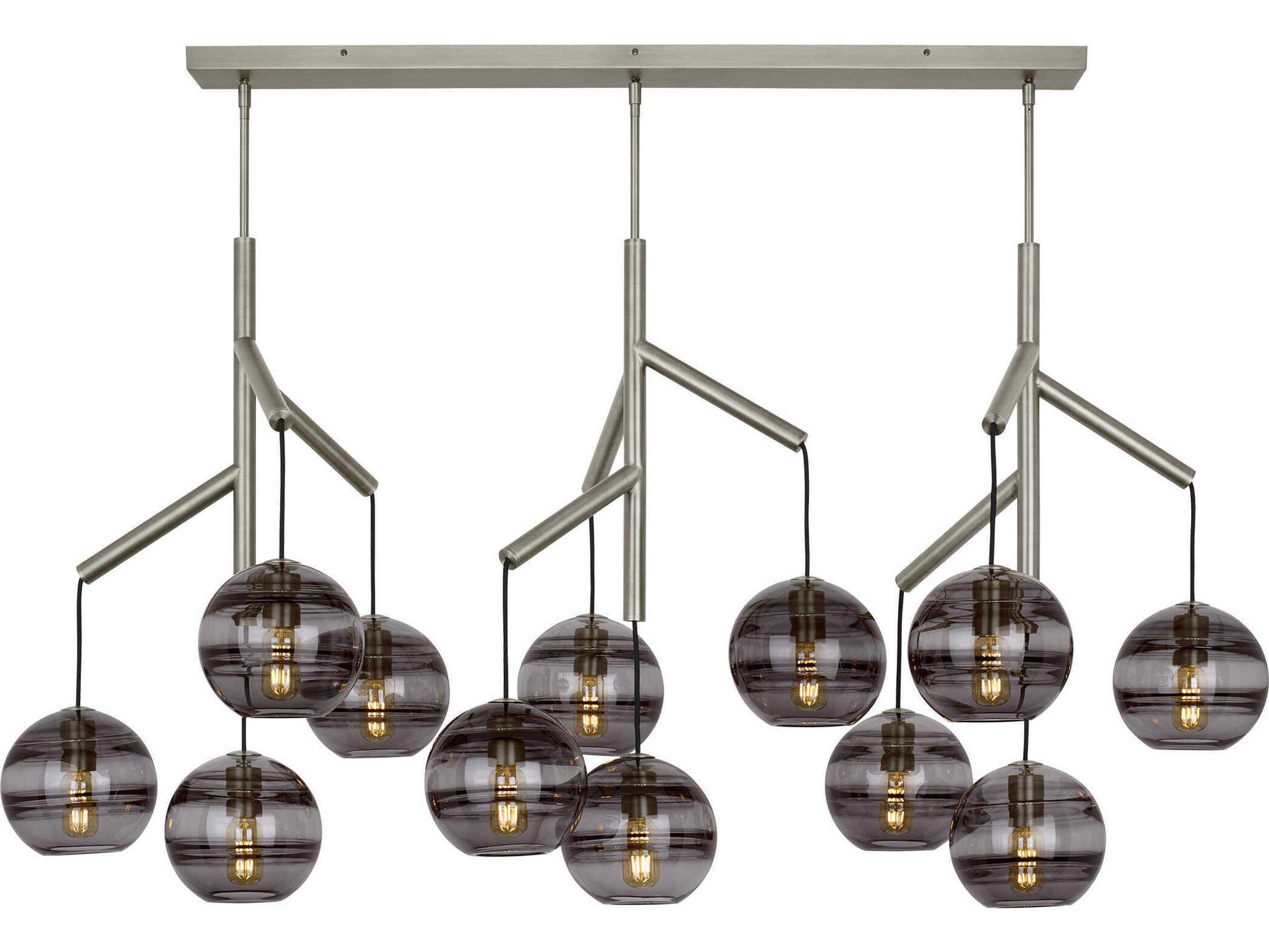 Visual Comfort Modern Sedona 12-Light Satin Nickel Globe Island Pendant