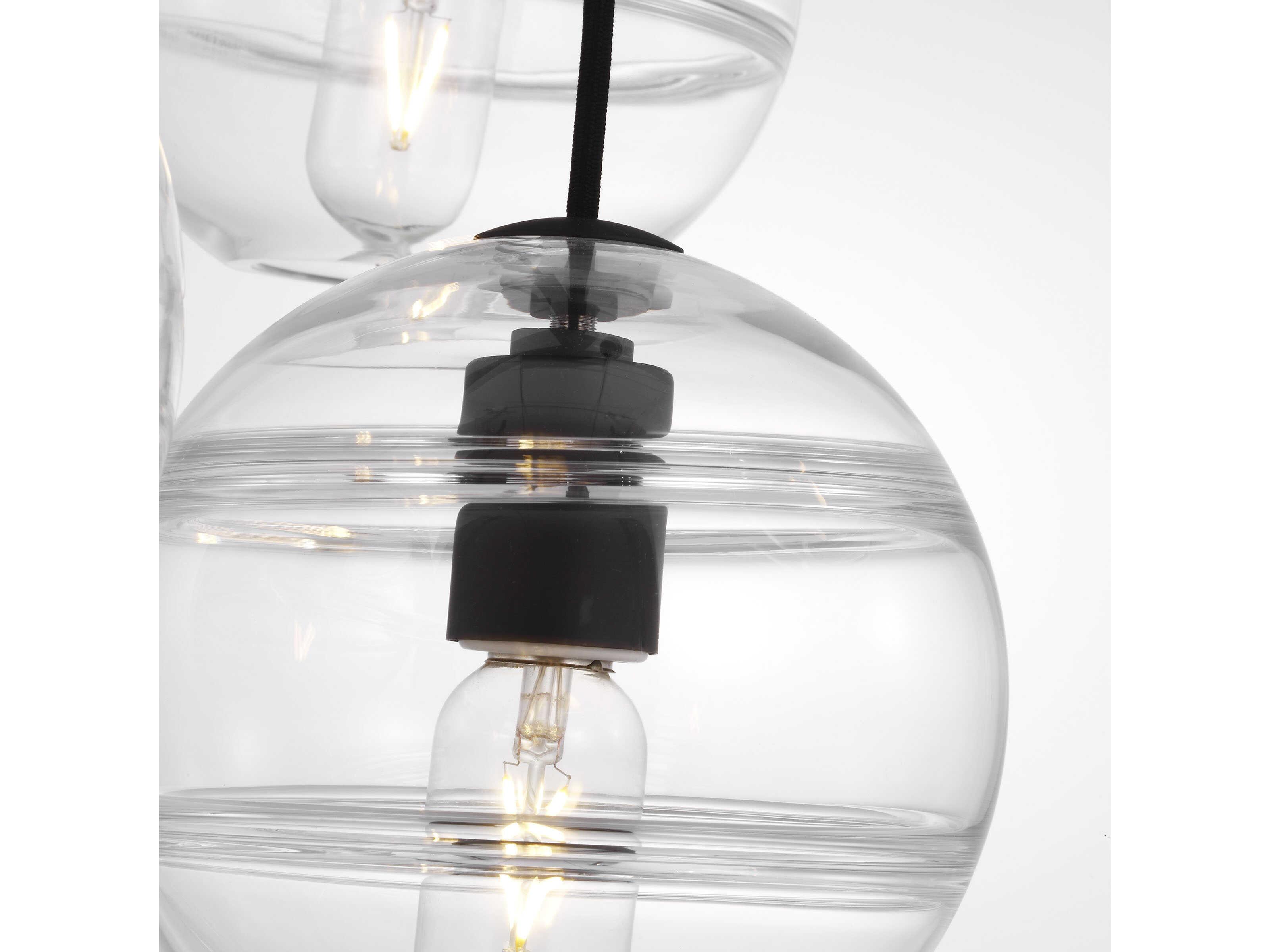 Visual Comfort Modern Sedona 4-Light White Black Globe Chandelier
