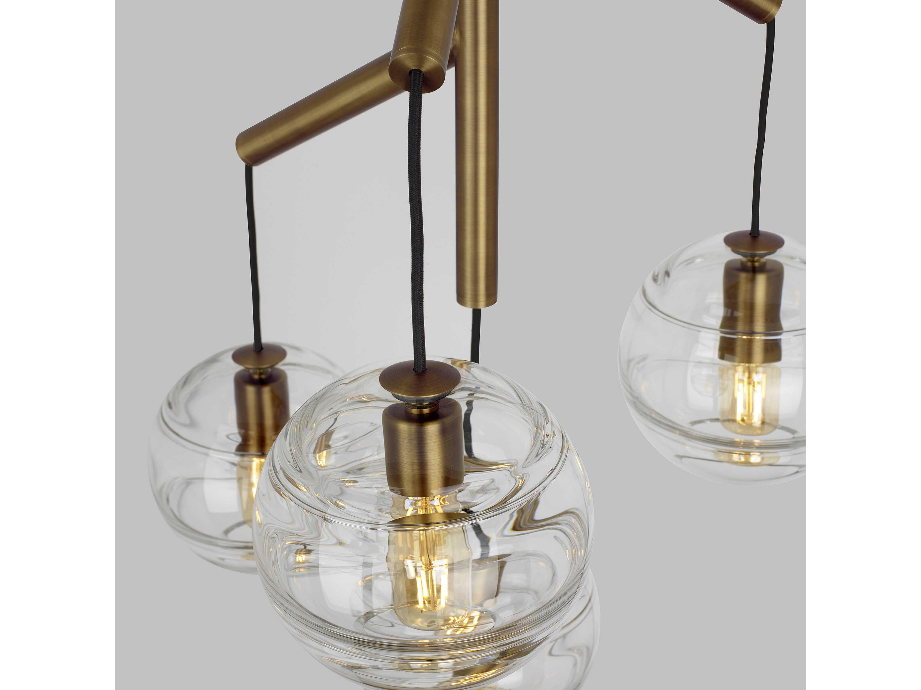 Visual Comfort Modern Sedona 4-Light Aged Brass Globe Chandelier