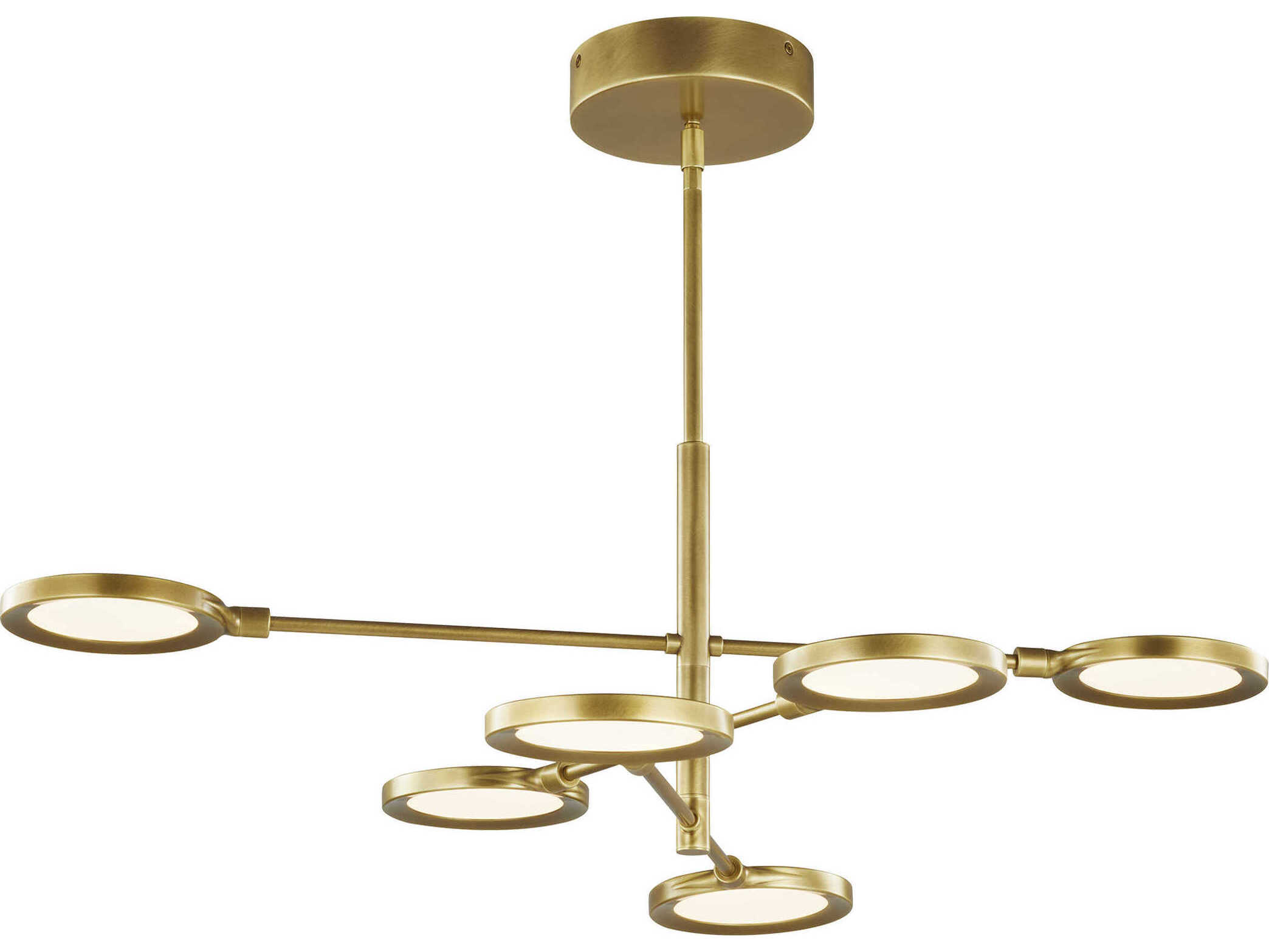 Visual Comfort Modern Spectica 6-Light Plated Brass Chandelier