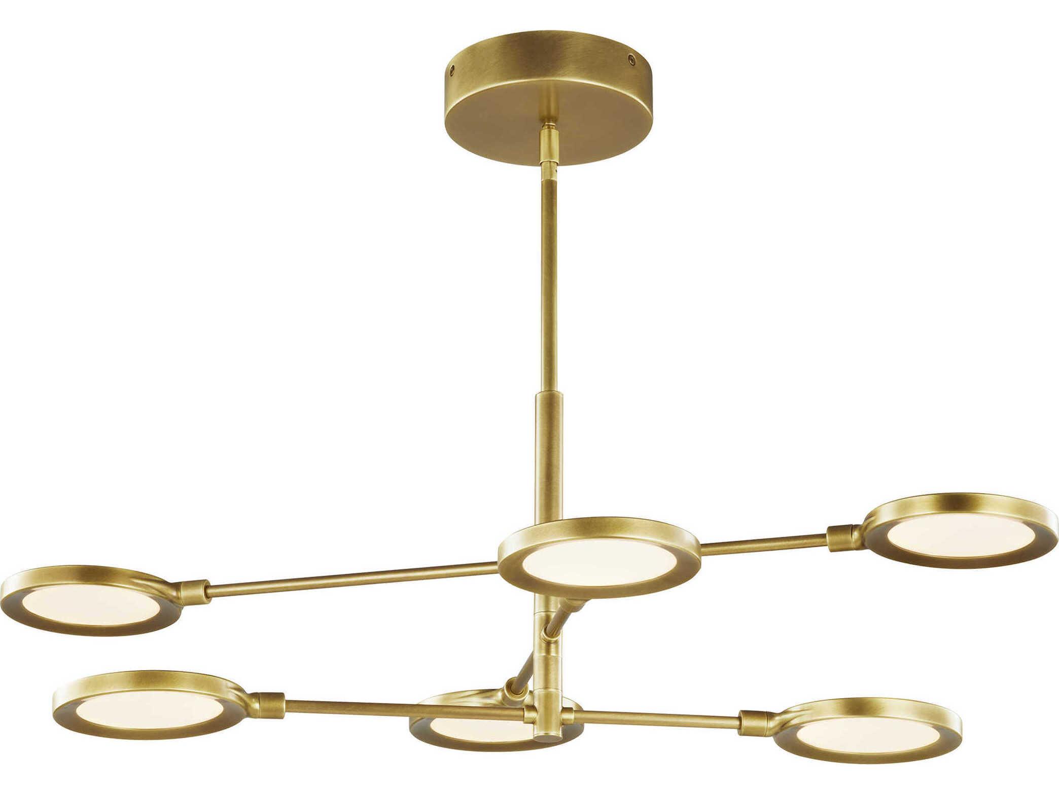 Visual Comfort Modern Spectica 6-Light Plated Brass Chandelier
