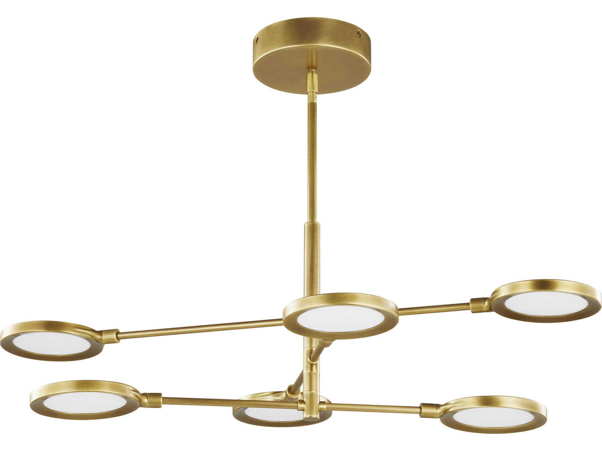 Visual Comfort Modern Spectica 6-Light Plated Brass Chandelier