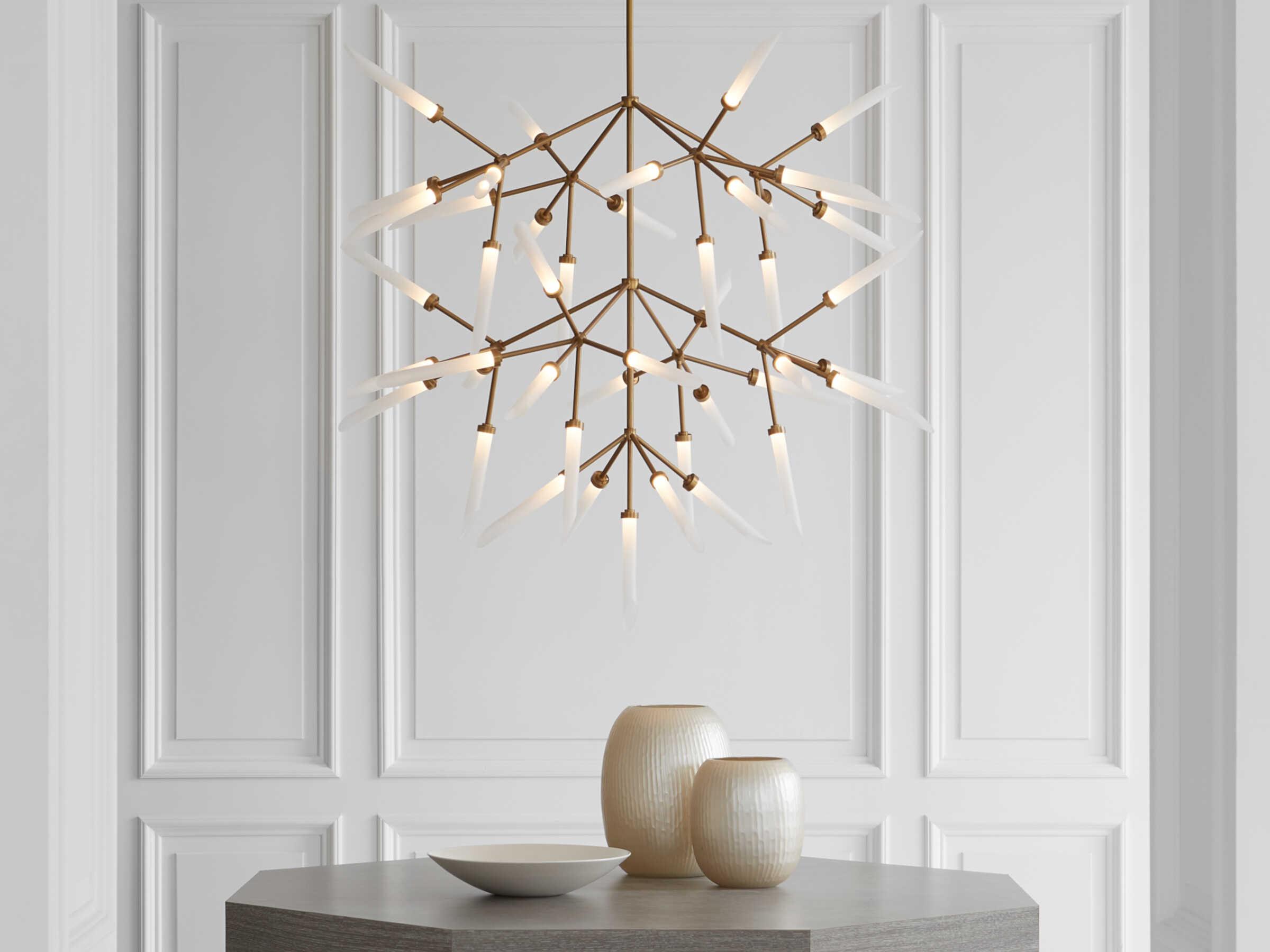 Visual Comfort Modern Spur 45-Light Aged Brass Chandelier