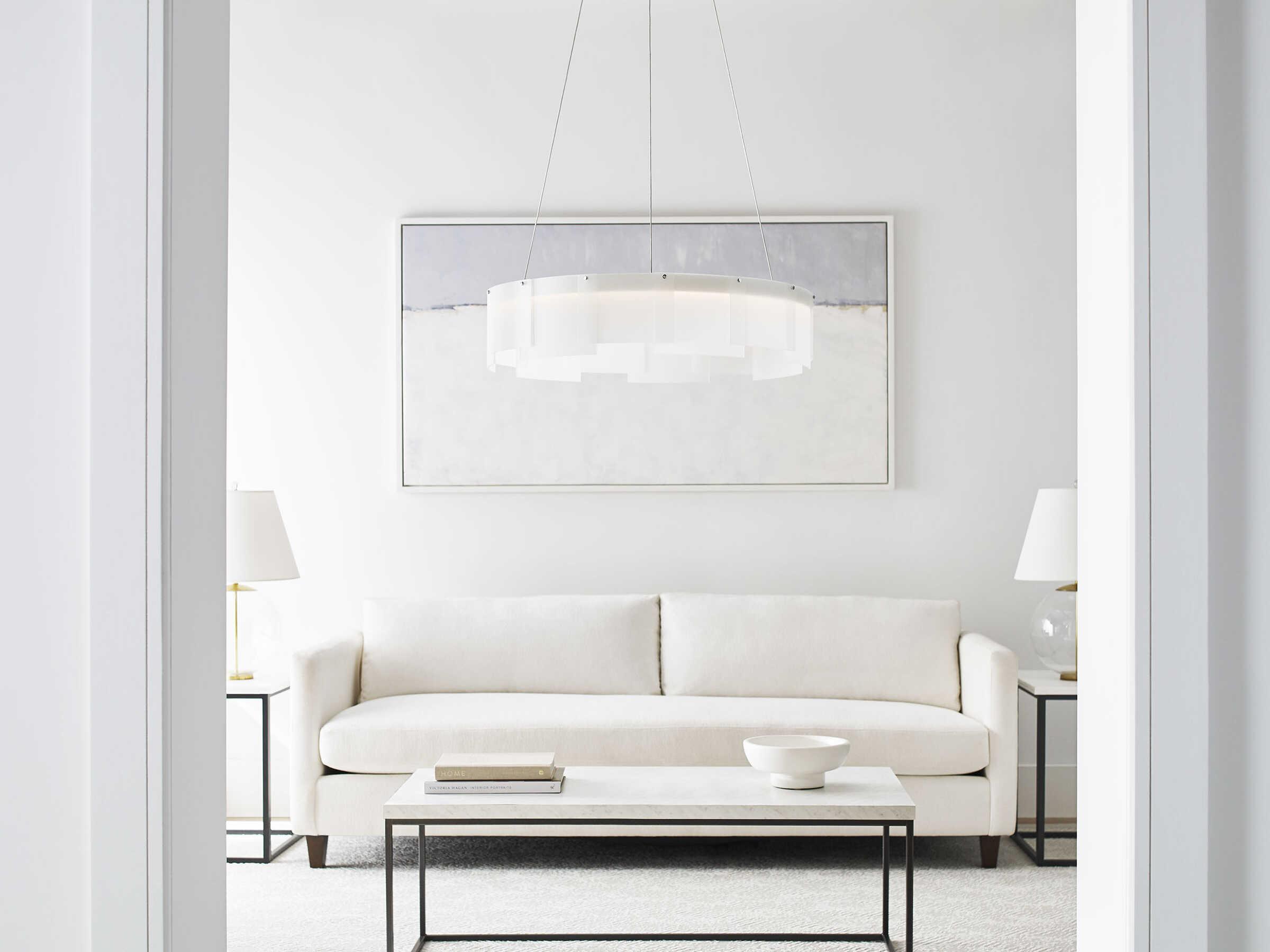 Visual Comfort Modern Stratos 1-Light White Round Pendant