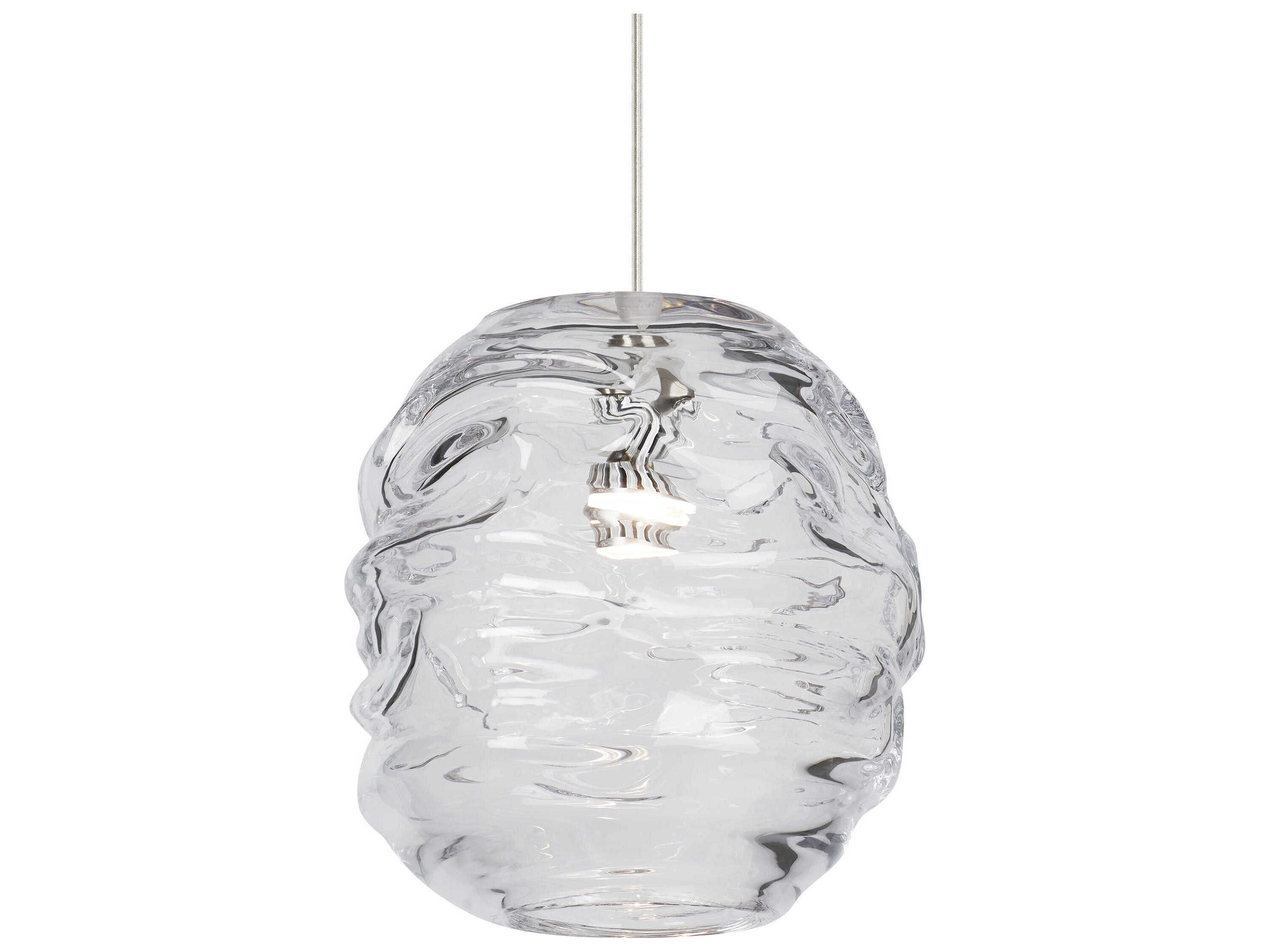 Visual Comfort Modern Audra 1-Light Satin Nickel Clear Mini Pendant