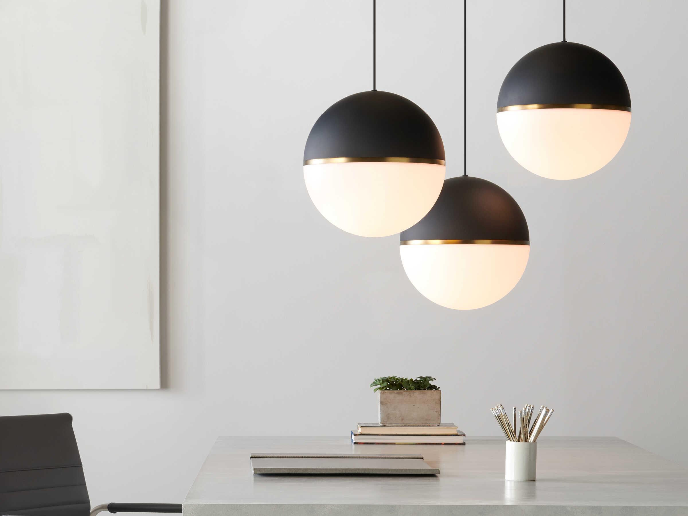 Visual Comfort Modern Akova 1-Light Matte Black Aged Brass Globe Pendant