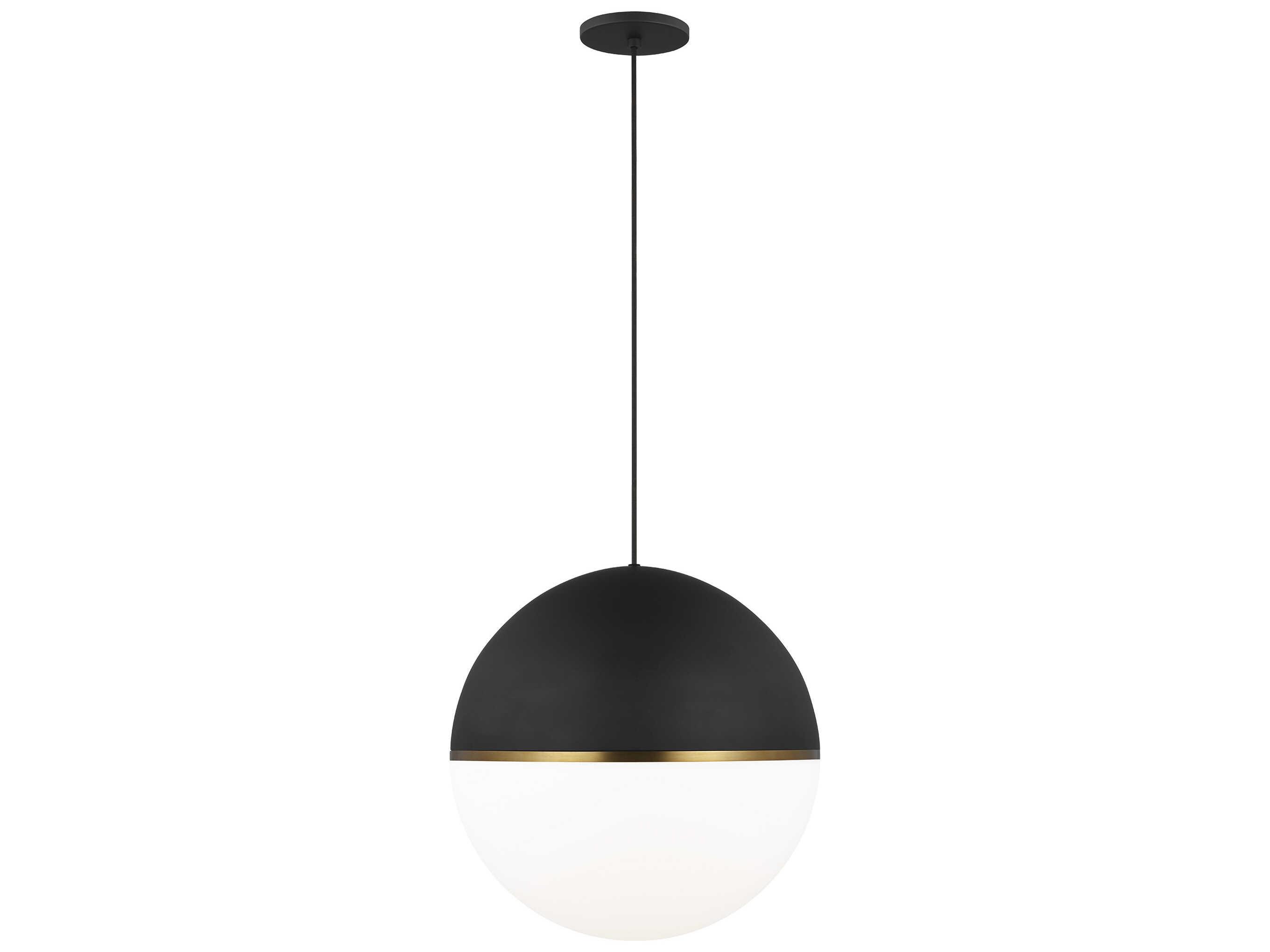 Visual Comfort Modern Akova 1-Light Matte Black Aged Brass Globe Pendant