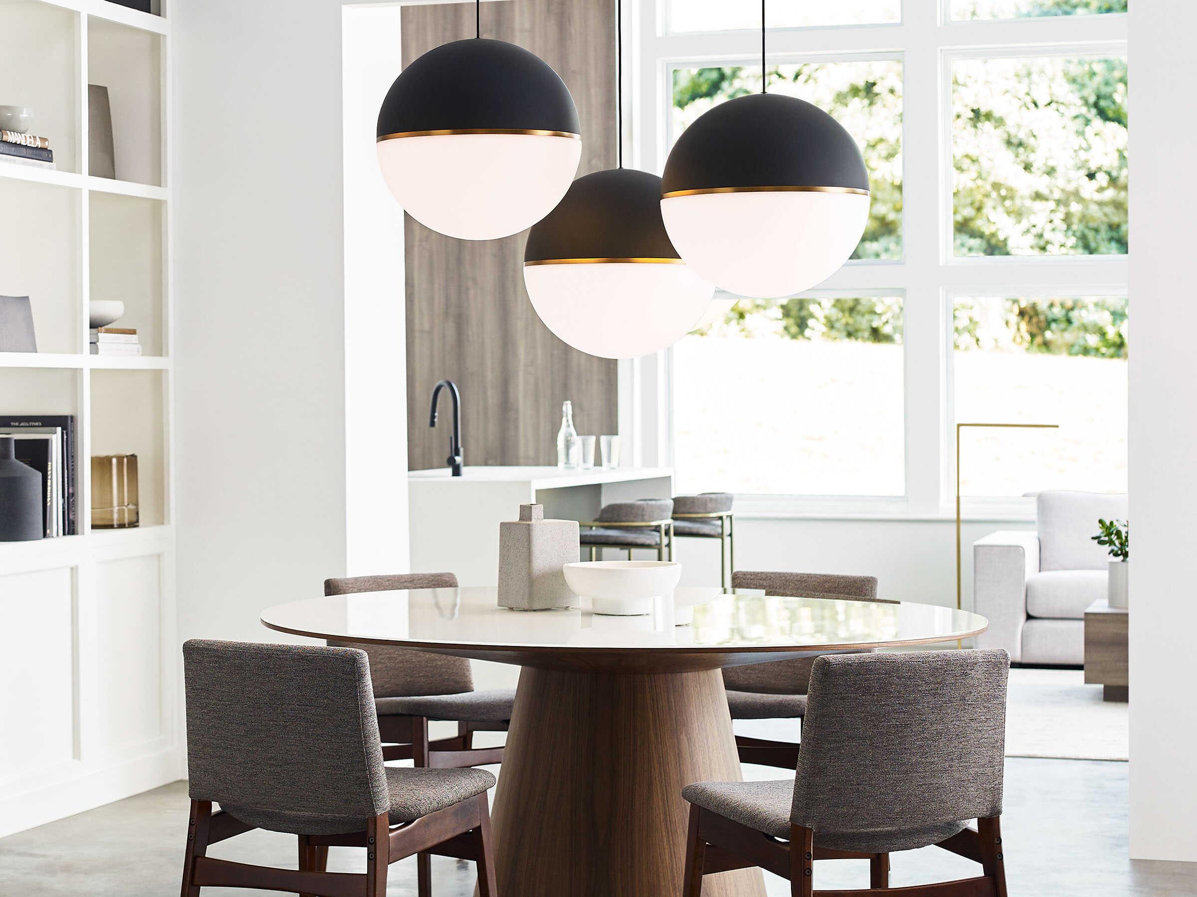 Visual Comfort Modern Akova 1-Light Matte Black Aged Brass Globe Pendant