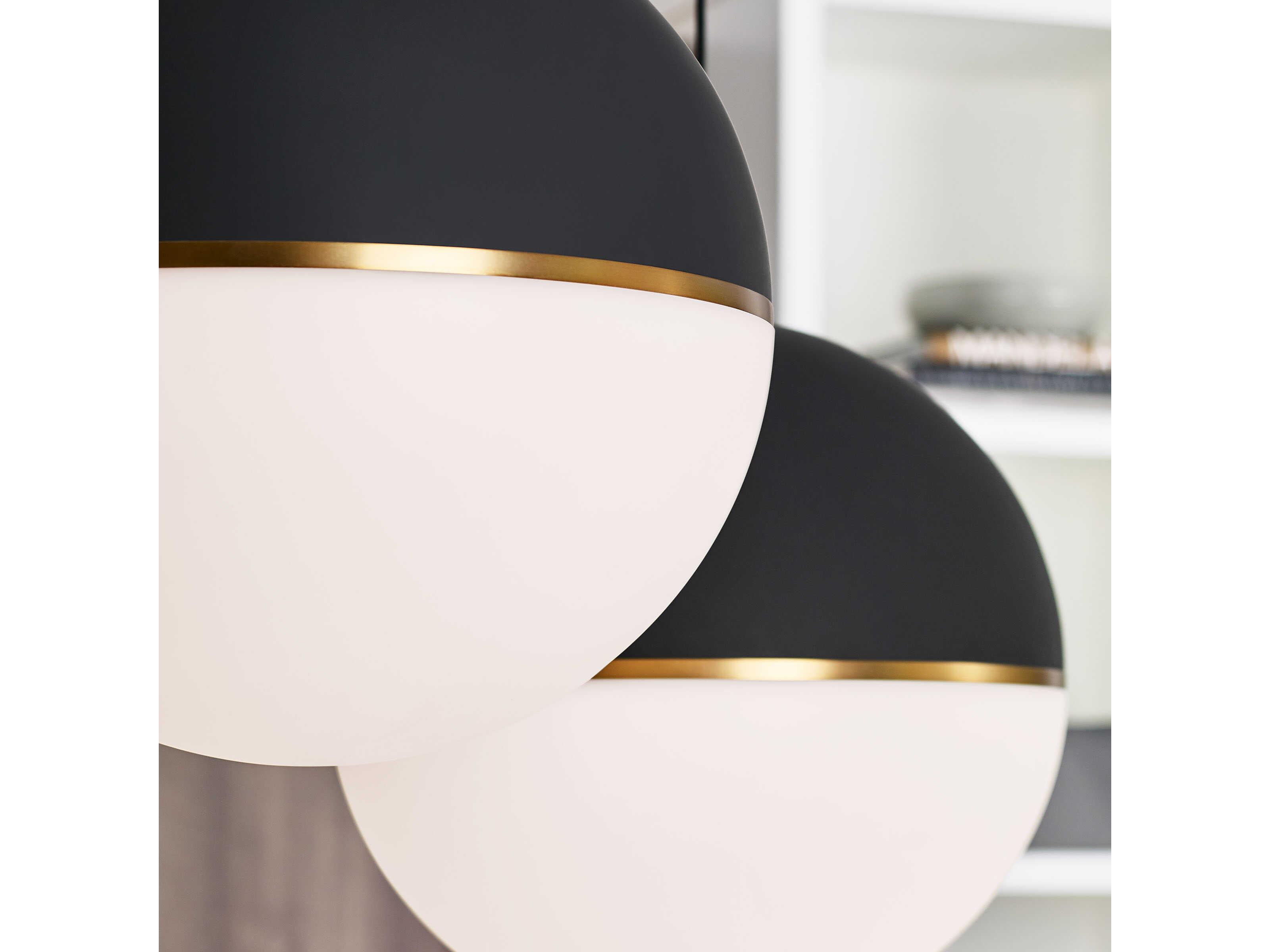 Visual Comfort Modern Akova 1-Light Matte Black Aged Brass Globe Pendant