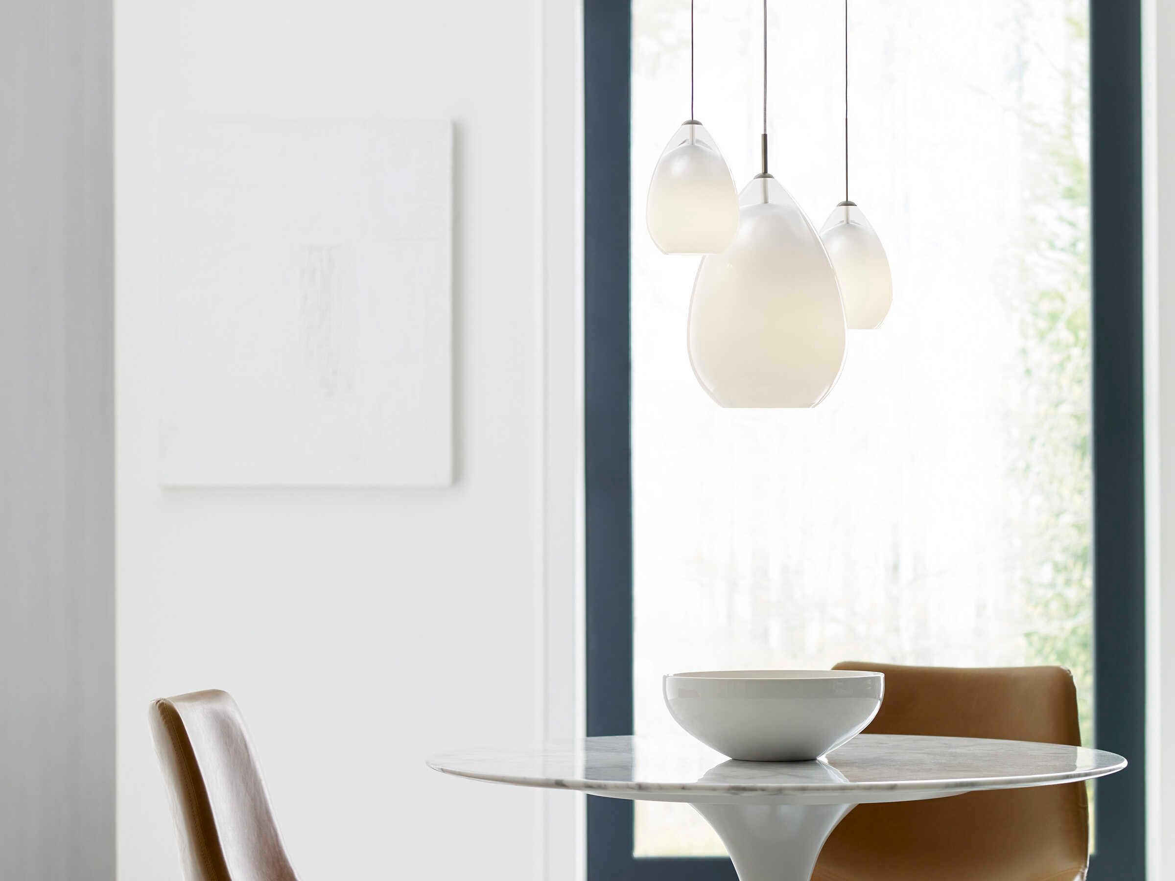 Visual Comfort Modern Alina 1-Light Satin Nickel White Mini Pendant