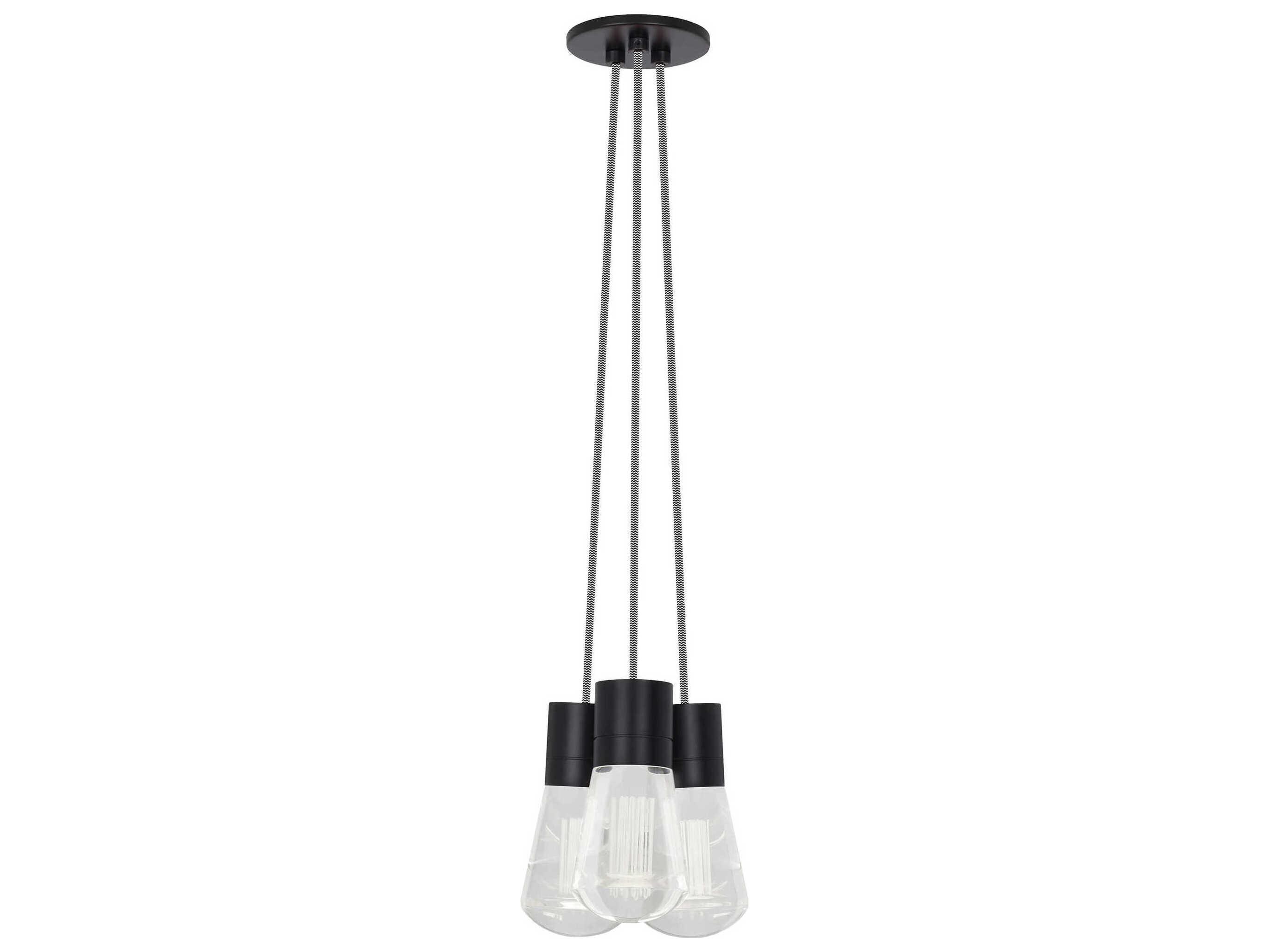 Visual Comfort Modern Alva 3-Light Black Mini Pendant