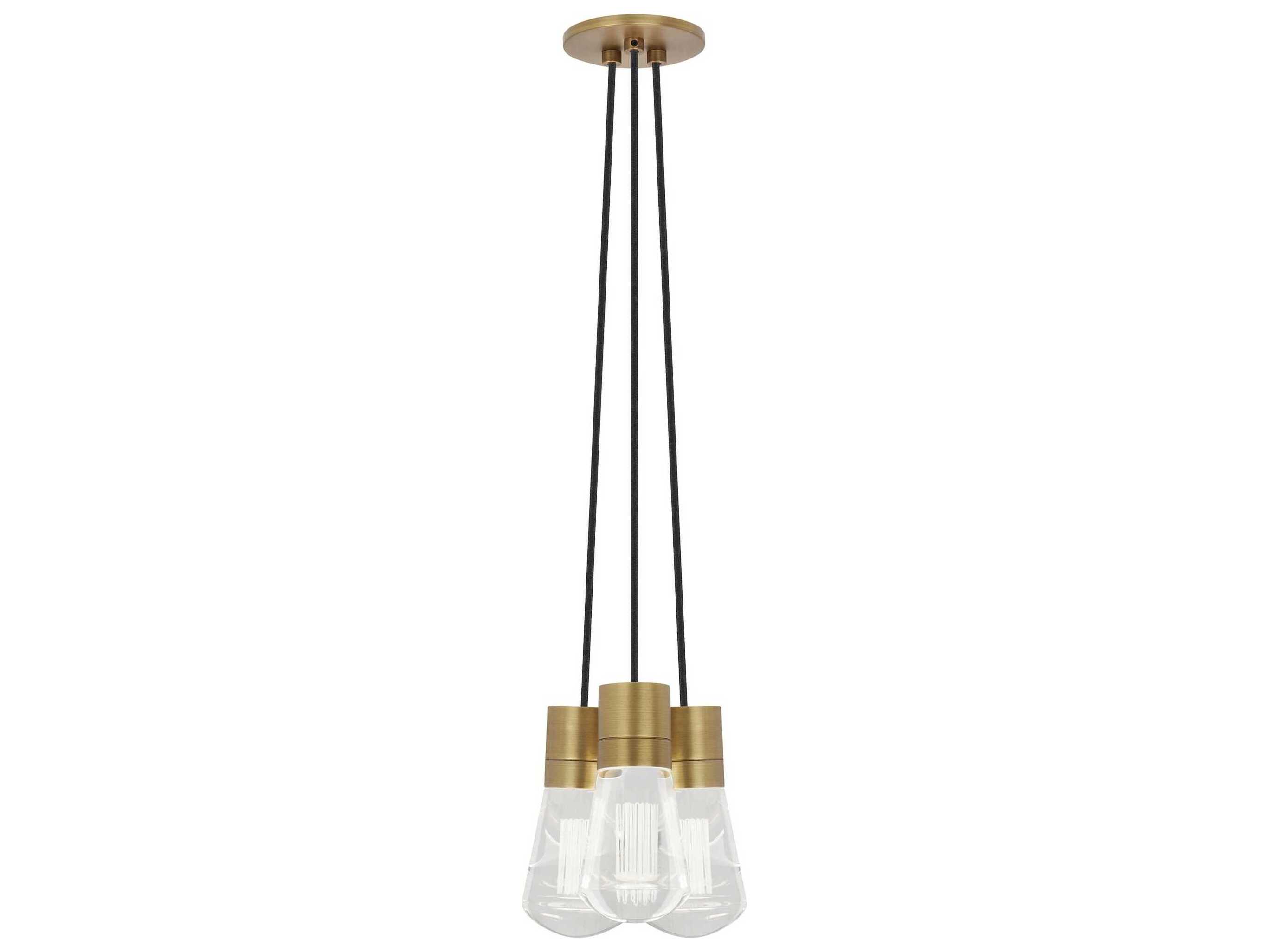 Visual Comfort Modern Alva 3-Light Natural Brass Mini Pendant