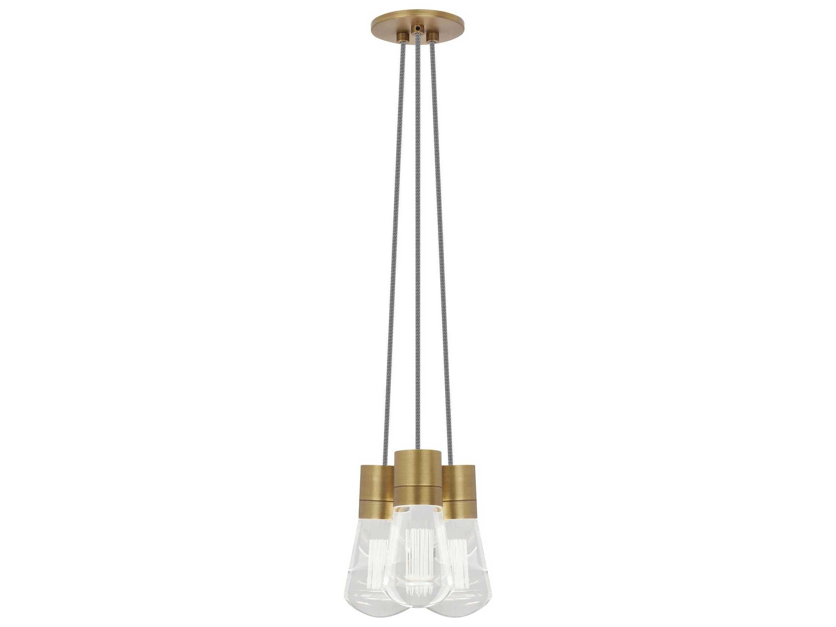 Visual Comfort Modern Alva 3-Light Natural Brass Mini Pendant