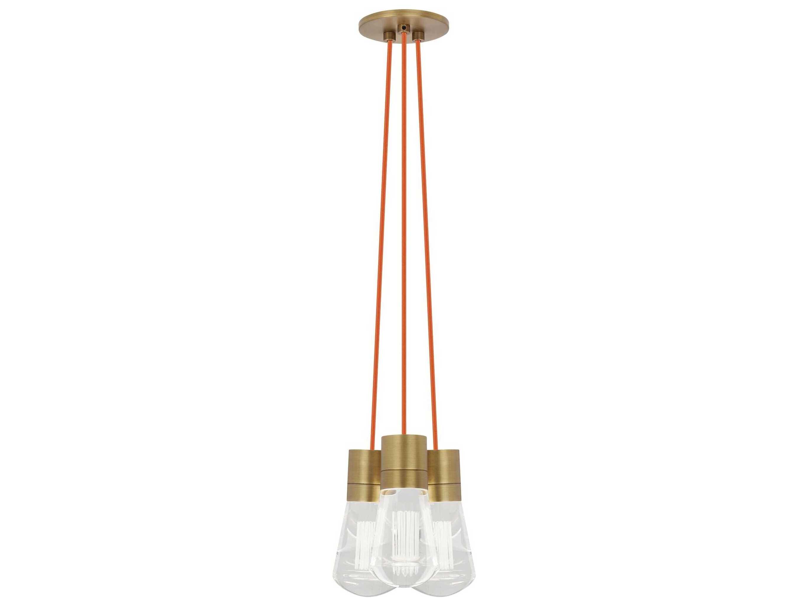 Visual Comfort Modern Alva 3-Light Natural Brass Mini Pendant
